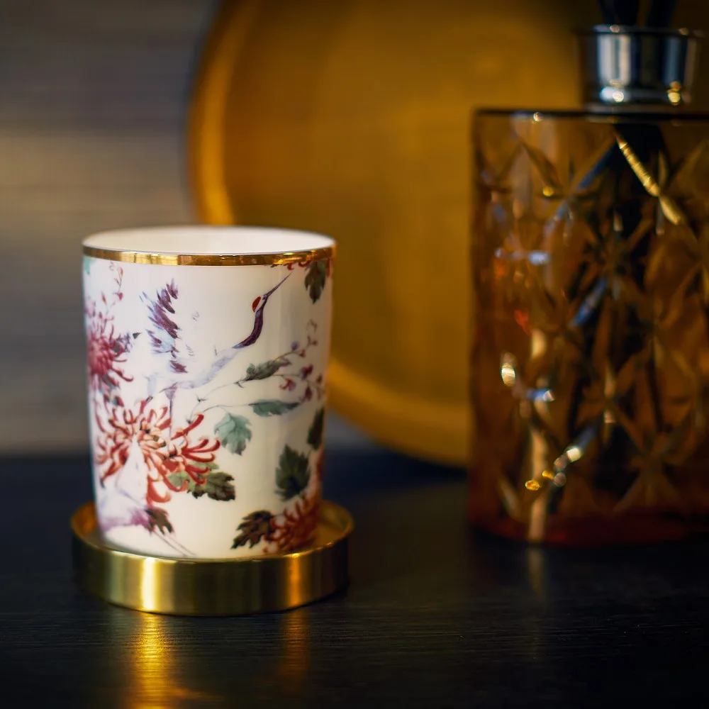 Luxury Candle Holder - Tropical Cranes