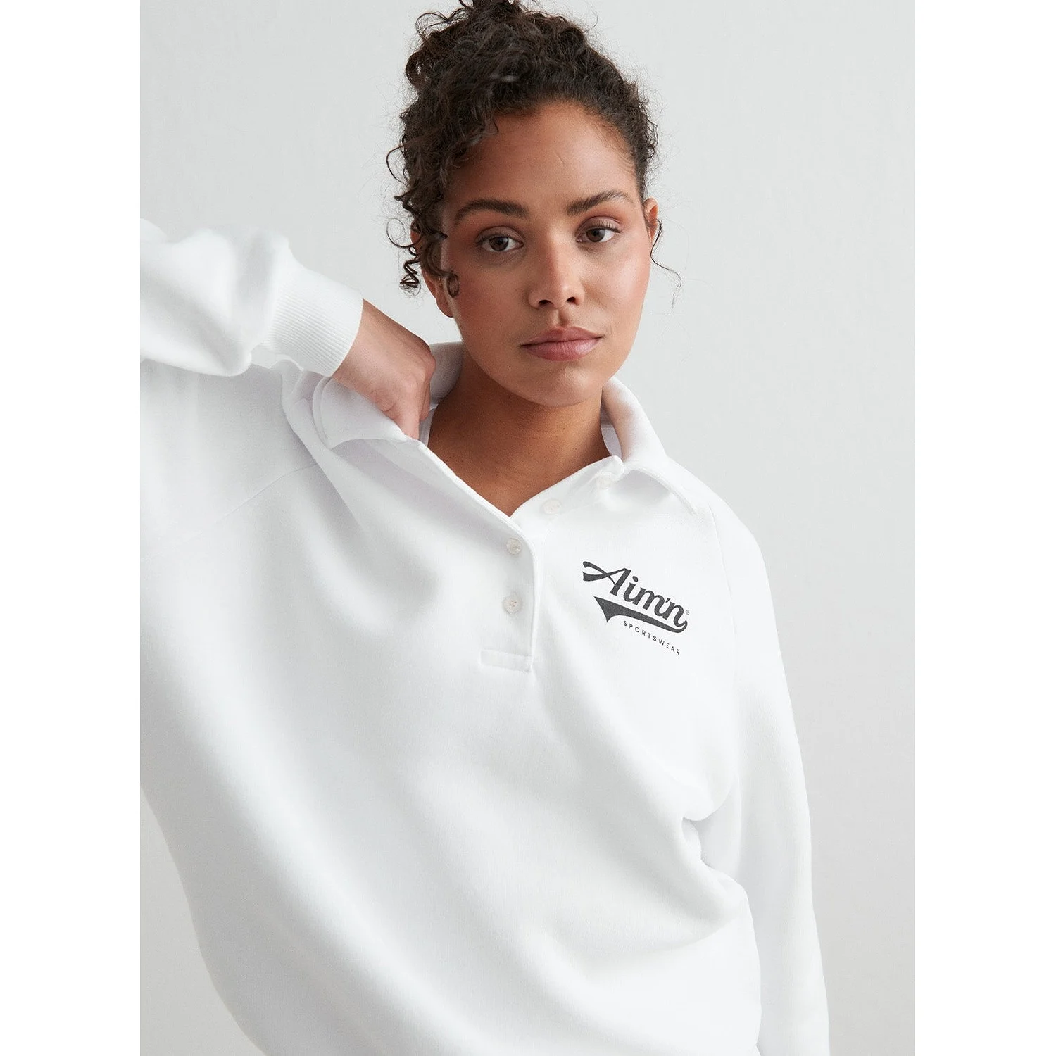 White Pitch Polo Sweatshirt