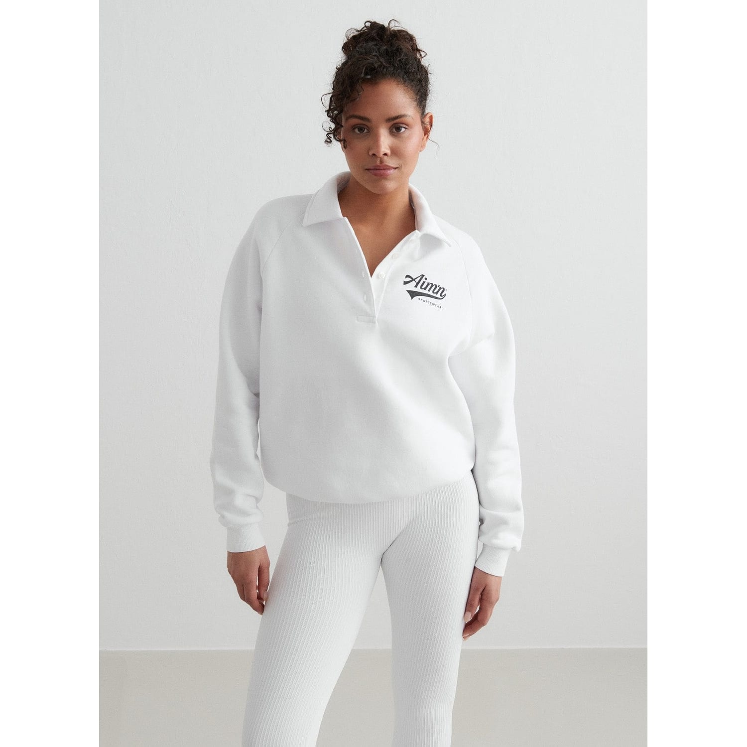 White Pitch Polo Sweatshirt