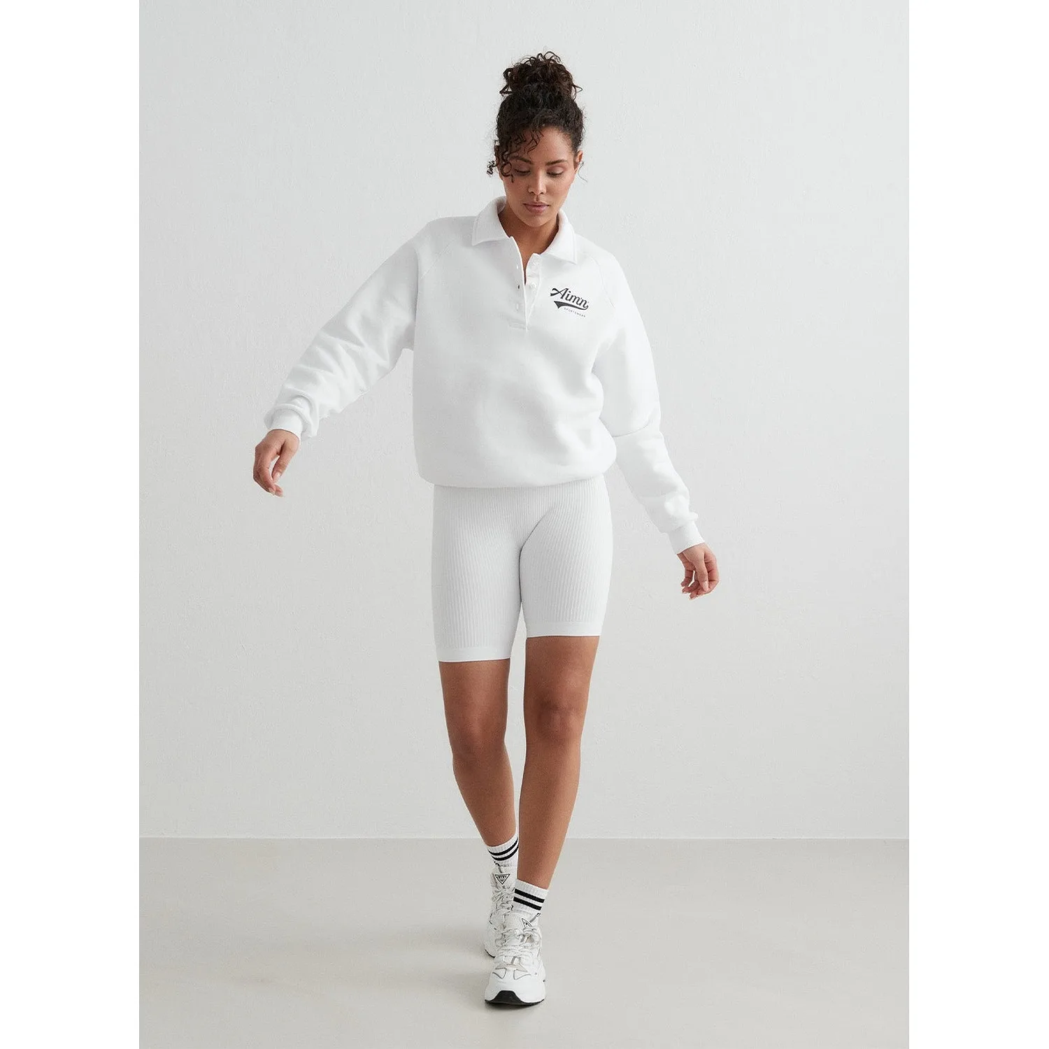 White Pitch Polo Sweatshirt