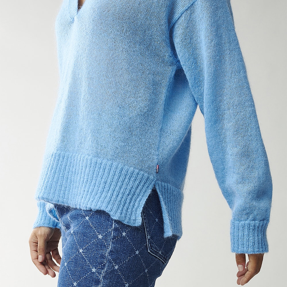 Peyton Mohair Blend Knitted Polo Sweater