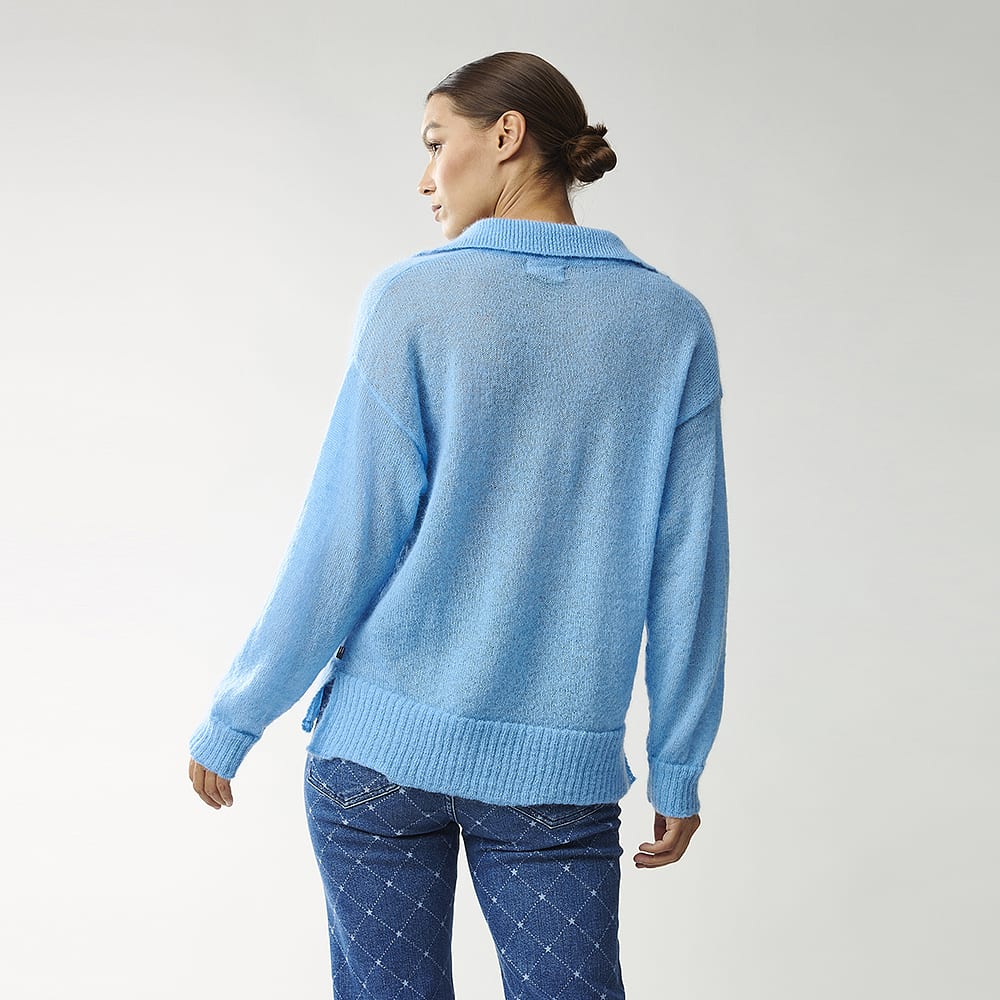 Peyton Mohair Blend Knitted Polo Sweater