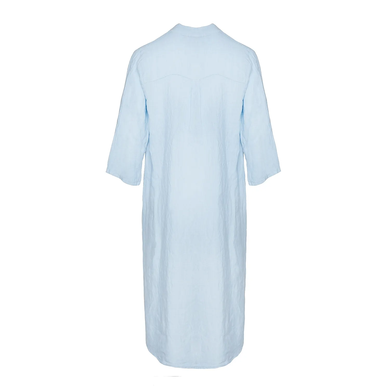 18970p,  Long Shirt Dress With Pocket, Linen - Light Blue