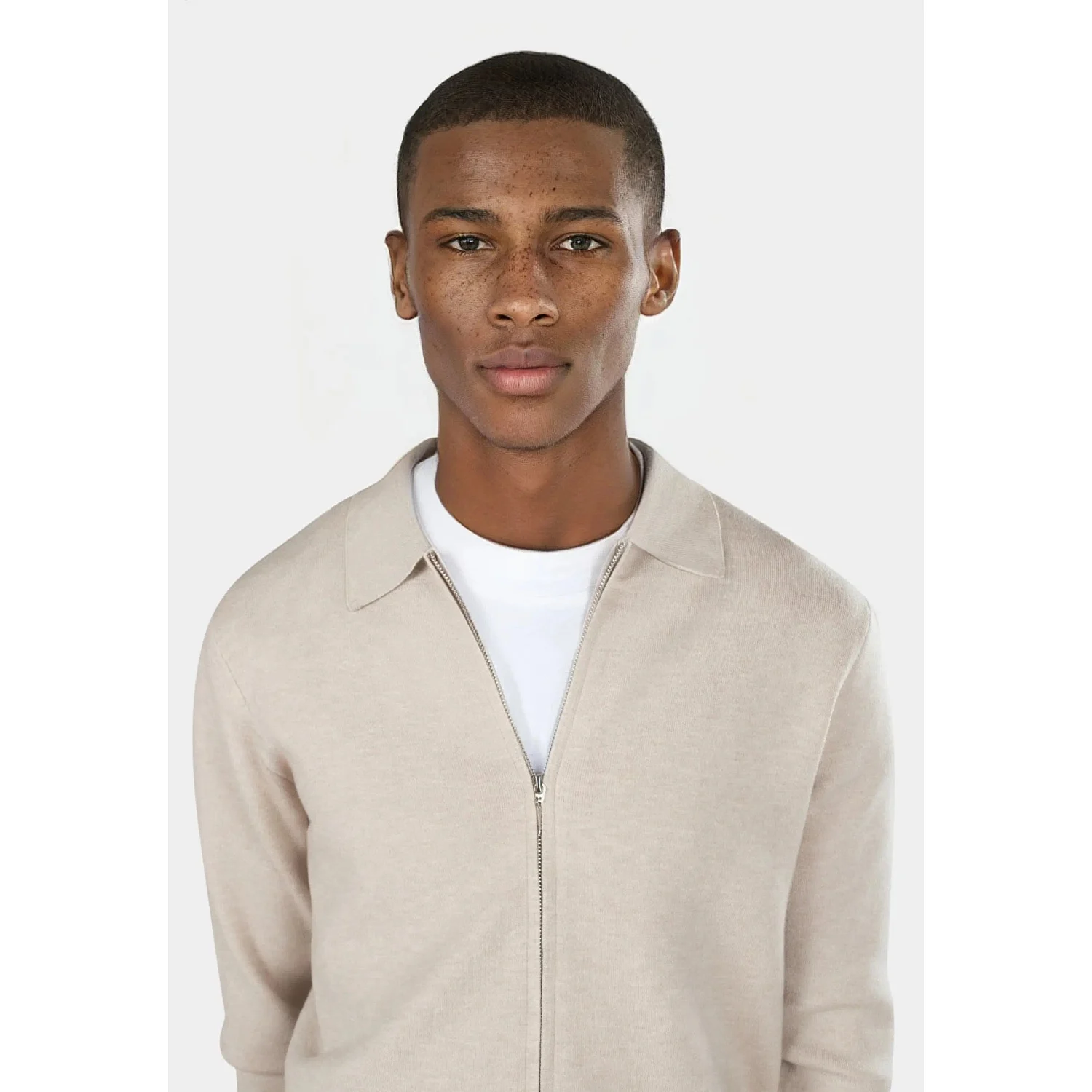 Colby Knitted Full Zip - Beige