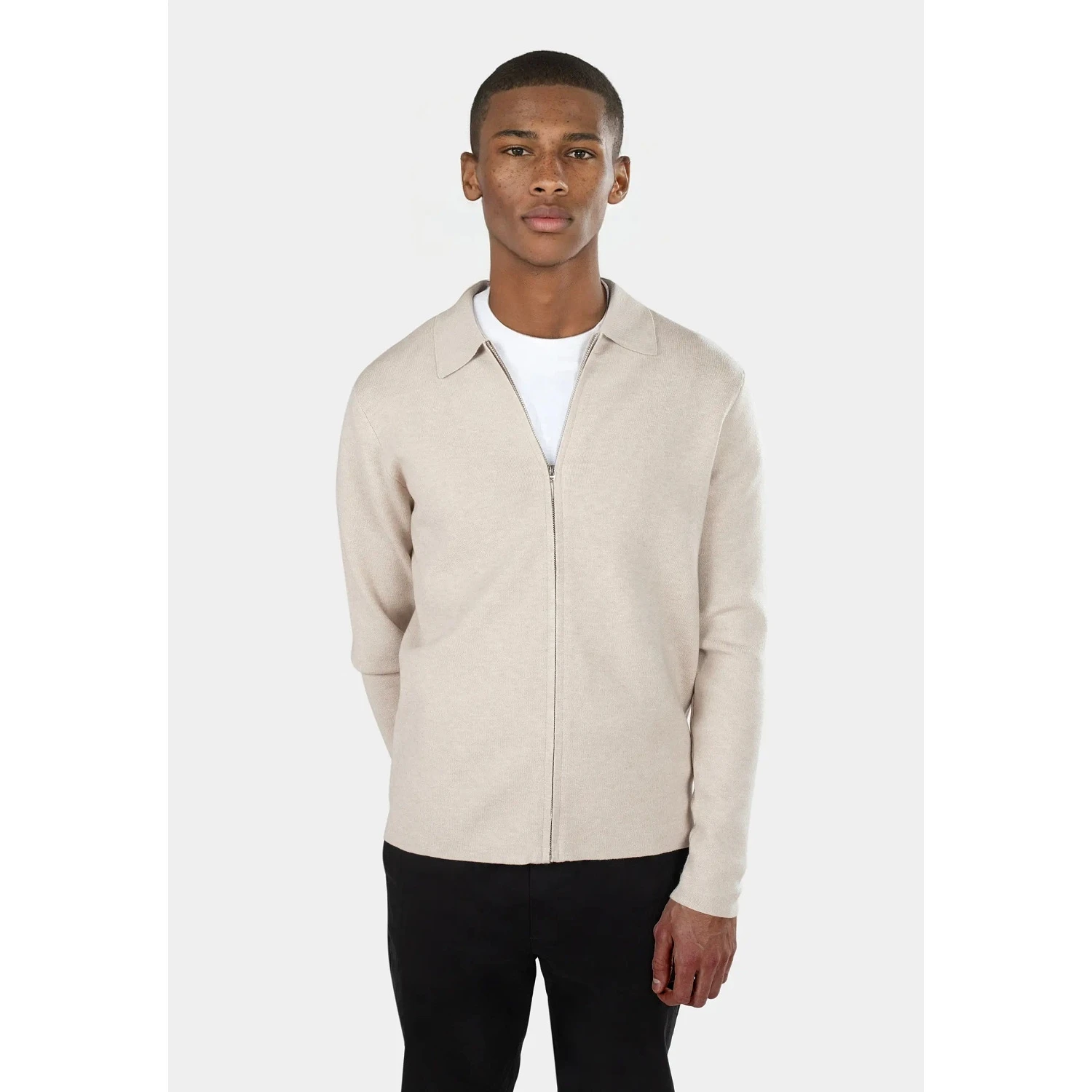 Colby Knitted Full Zip - Beige