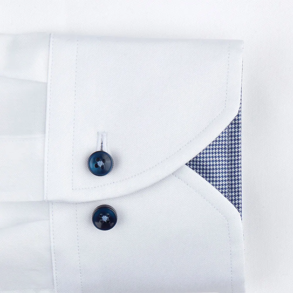 White Fitted Body Shirt With Contrast Details