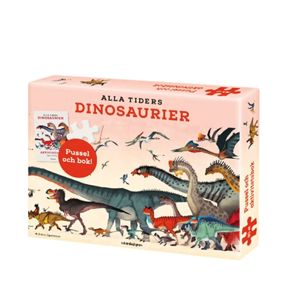 Alla tiders dinosaurier: aktivitetsbok, plansch + pussel 150 bitar