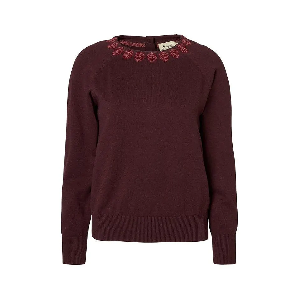 Finstickad Jumper Med Raglanärm - Penelope Wine