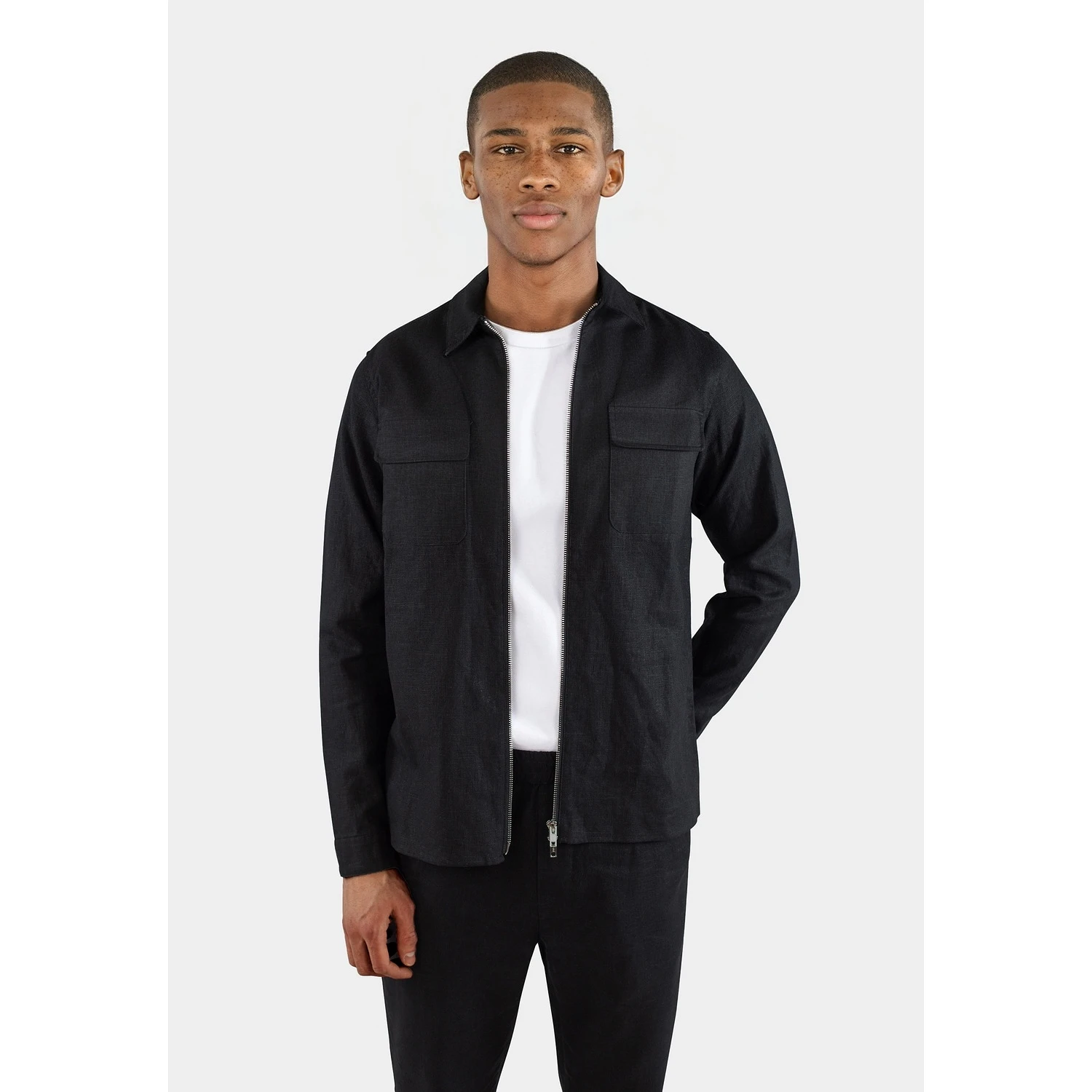 Quincy Linen Overshirt - Black