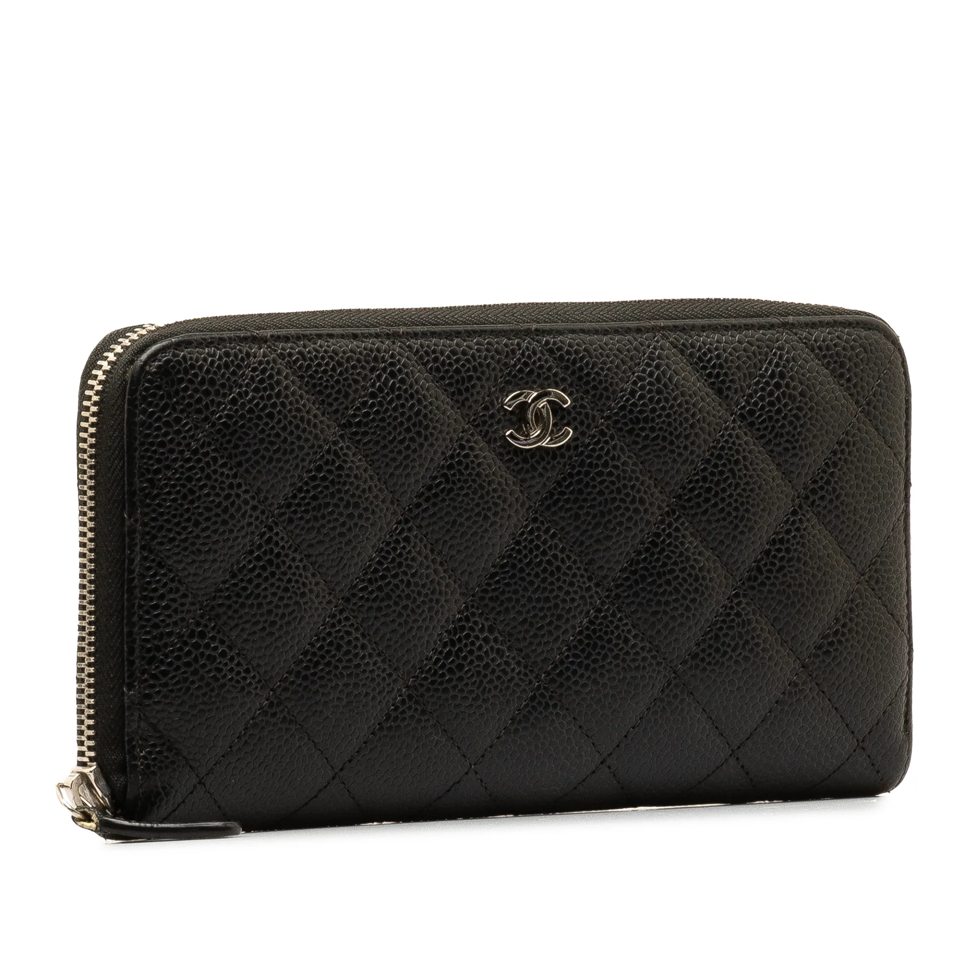 Chanel Cc Caviar Zip Around Wallet