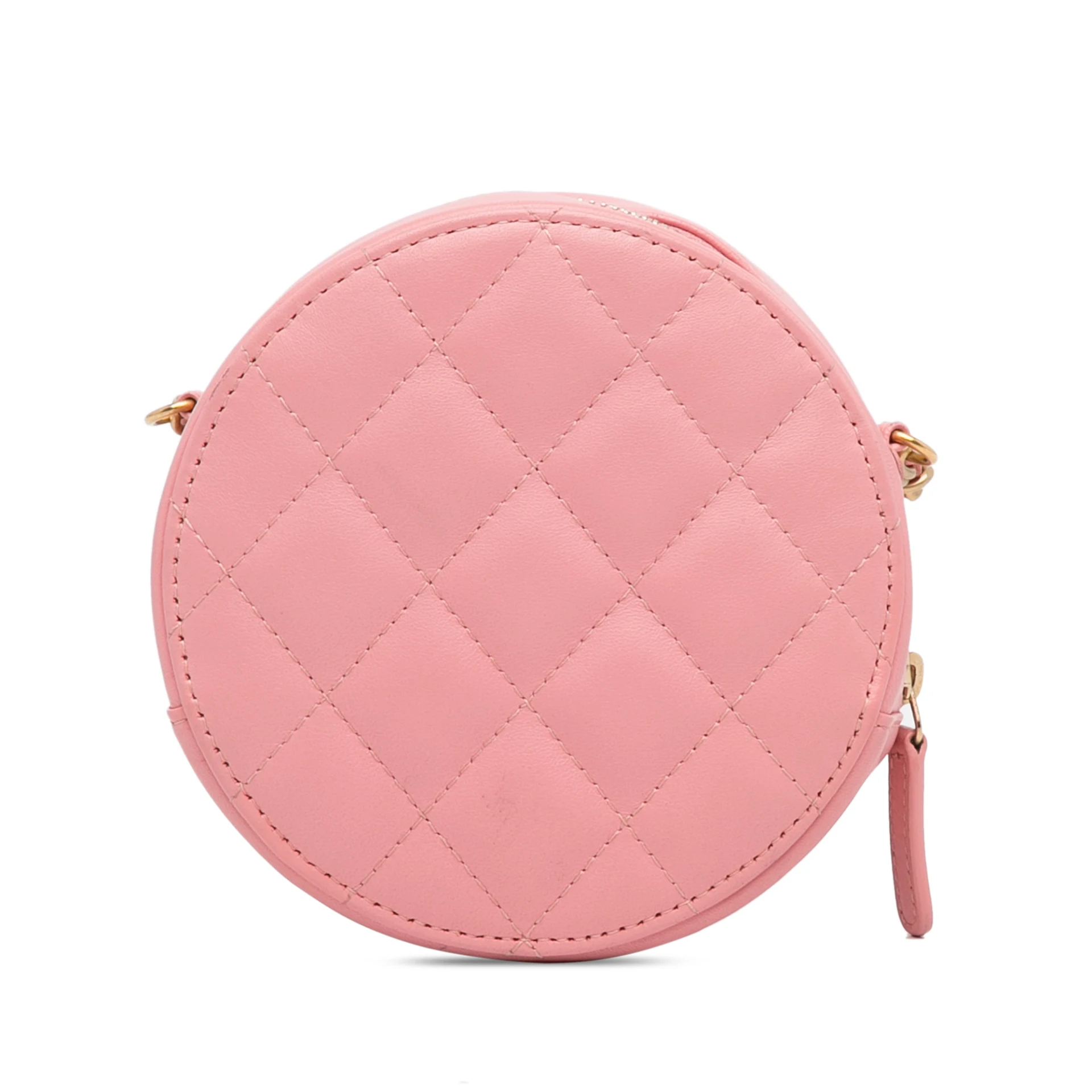 Chanel Cc Quilted Lambskin Round Crossbody