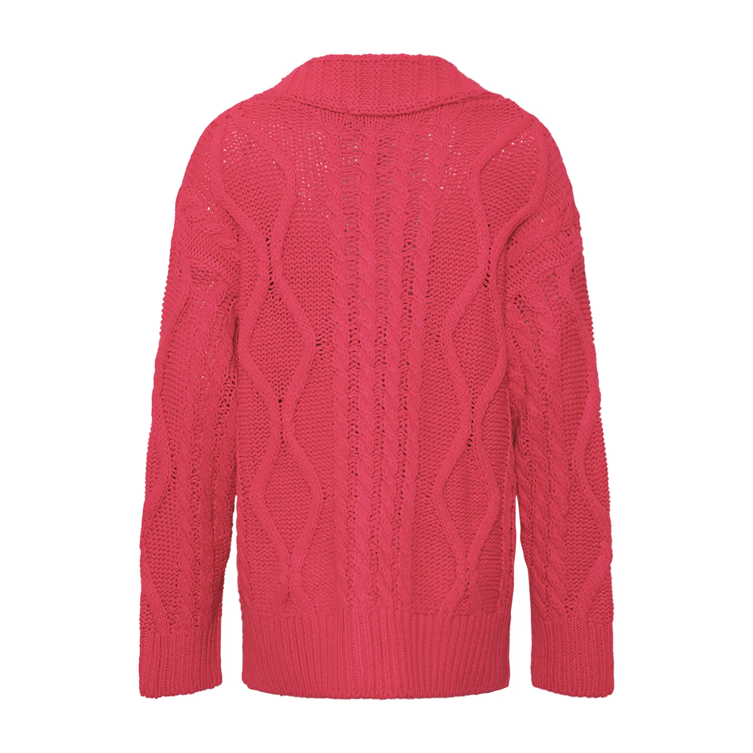 Carla, Long Cardigan Knit - Shocking Pink