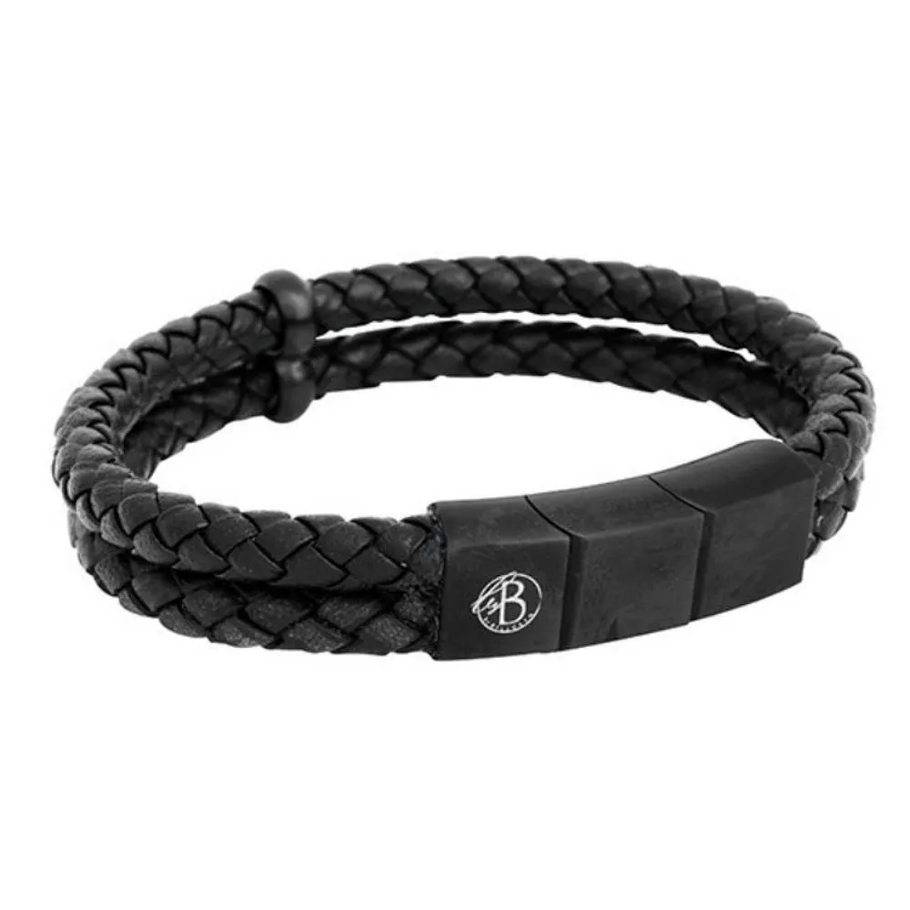 Leopold Leather Bracelet Black