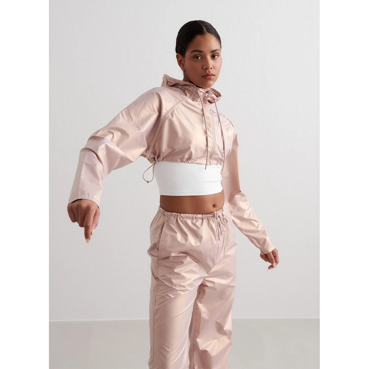 Rose Metallic Cropped Jacket