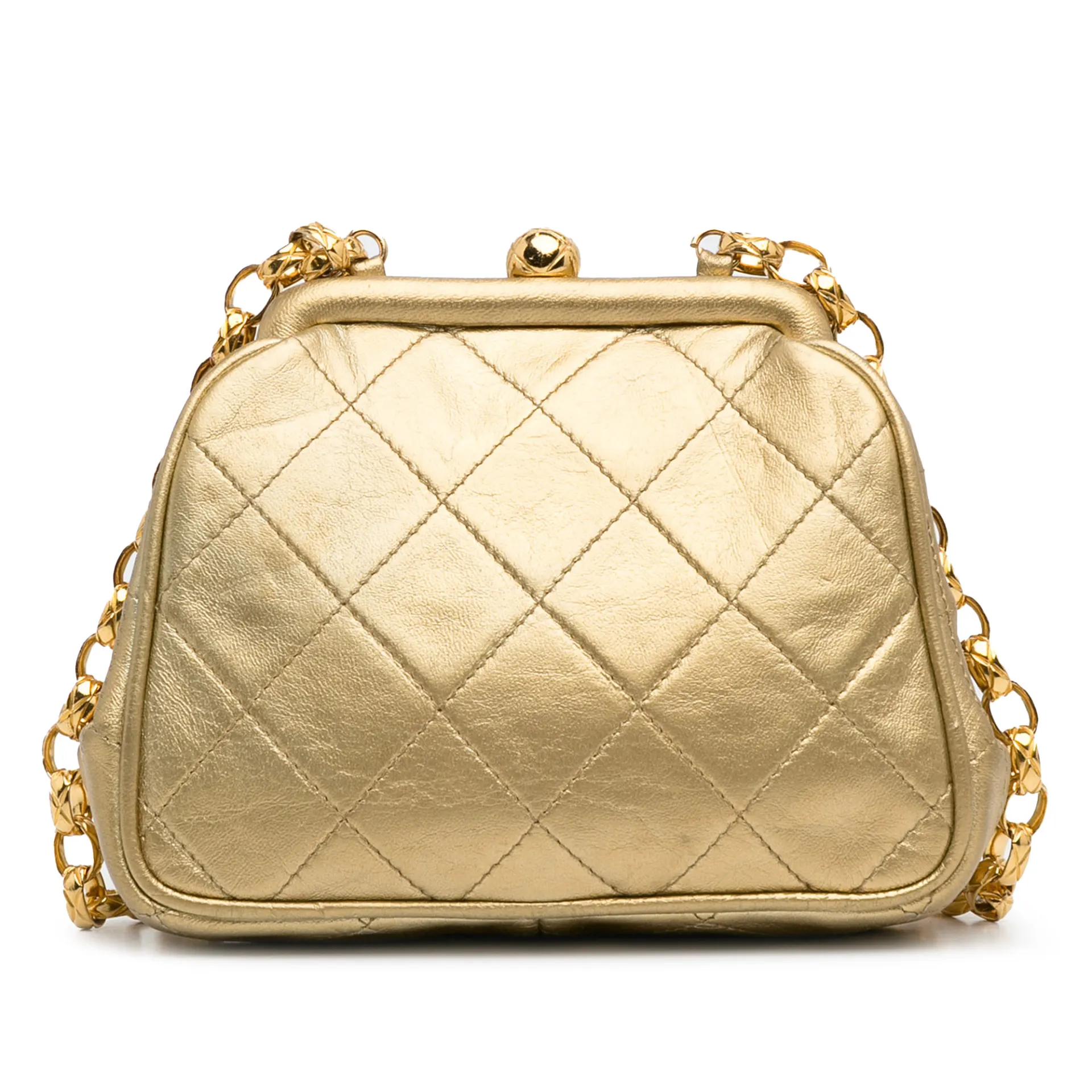 Chanel Cc Lambskin Kiss Lock Frame Bag