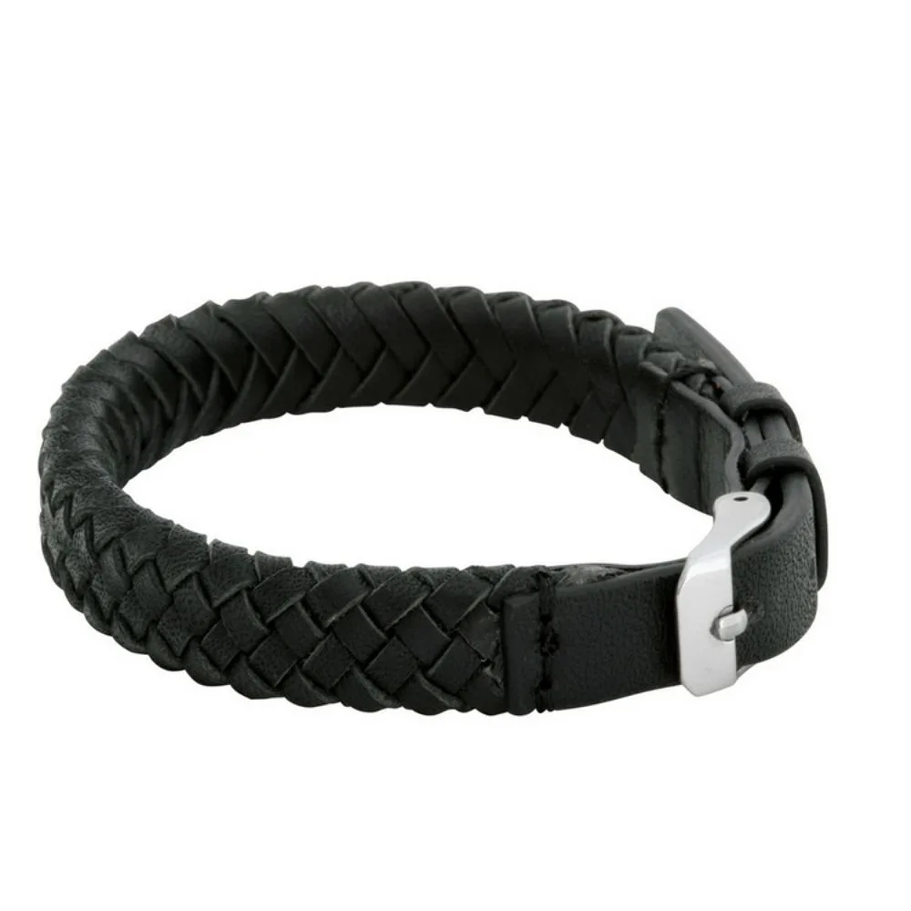 Link Leather Bracelet Black