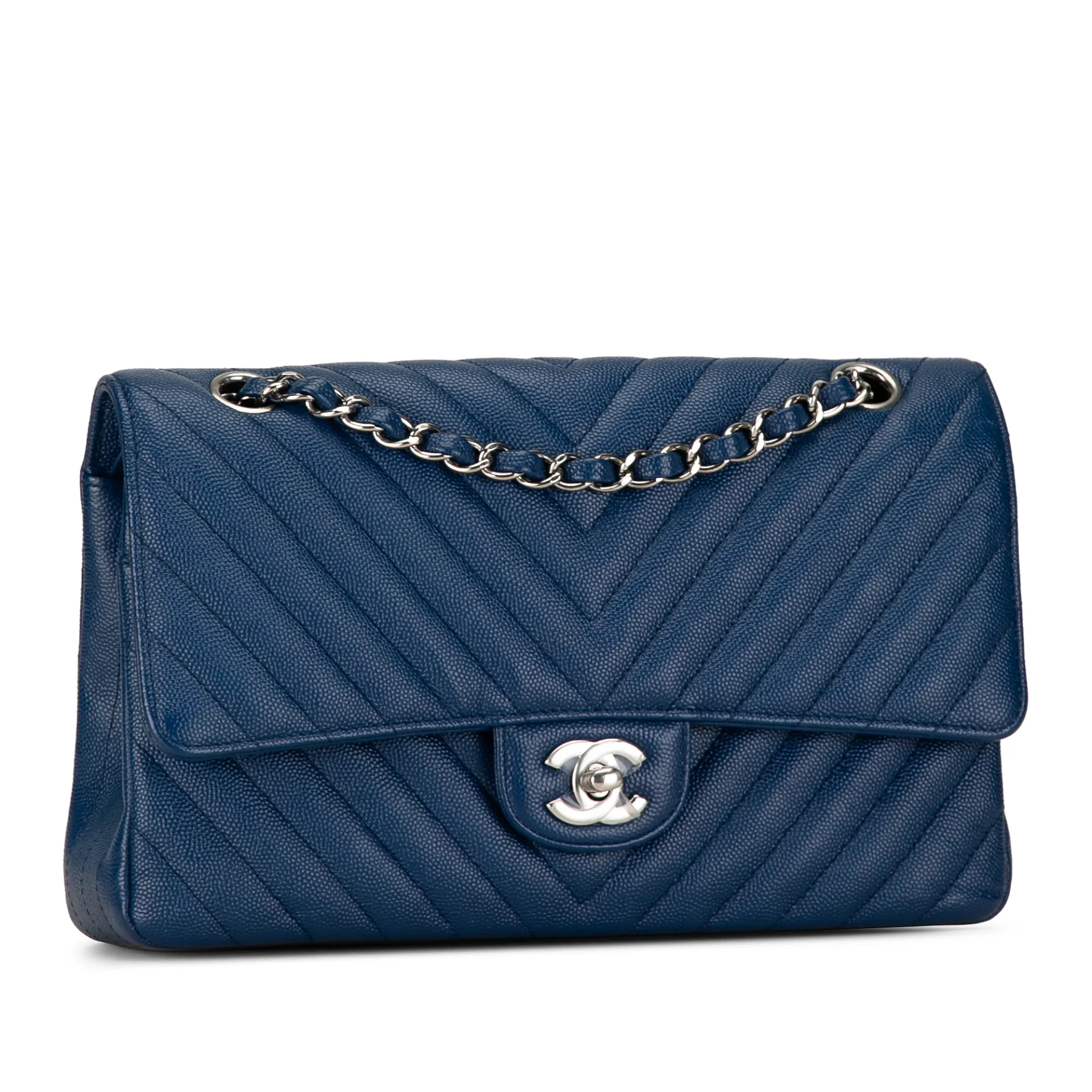 Chanel Medium Classic Chevron Caviar Double Flap