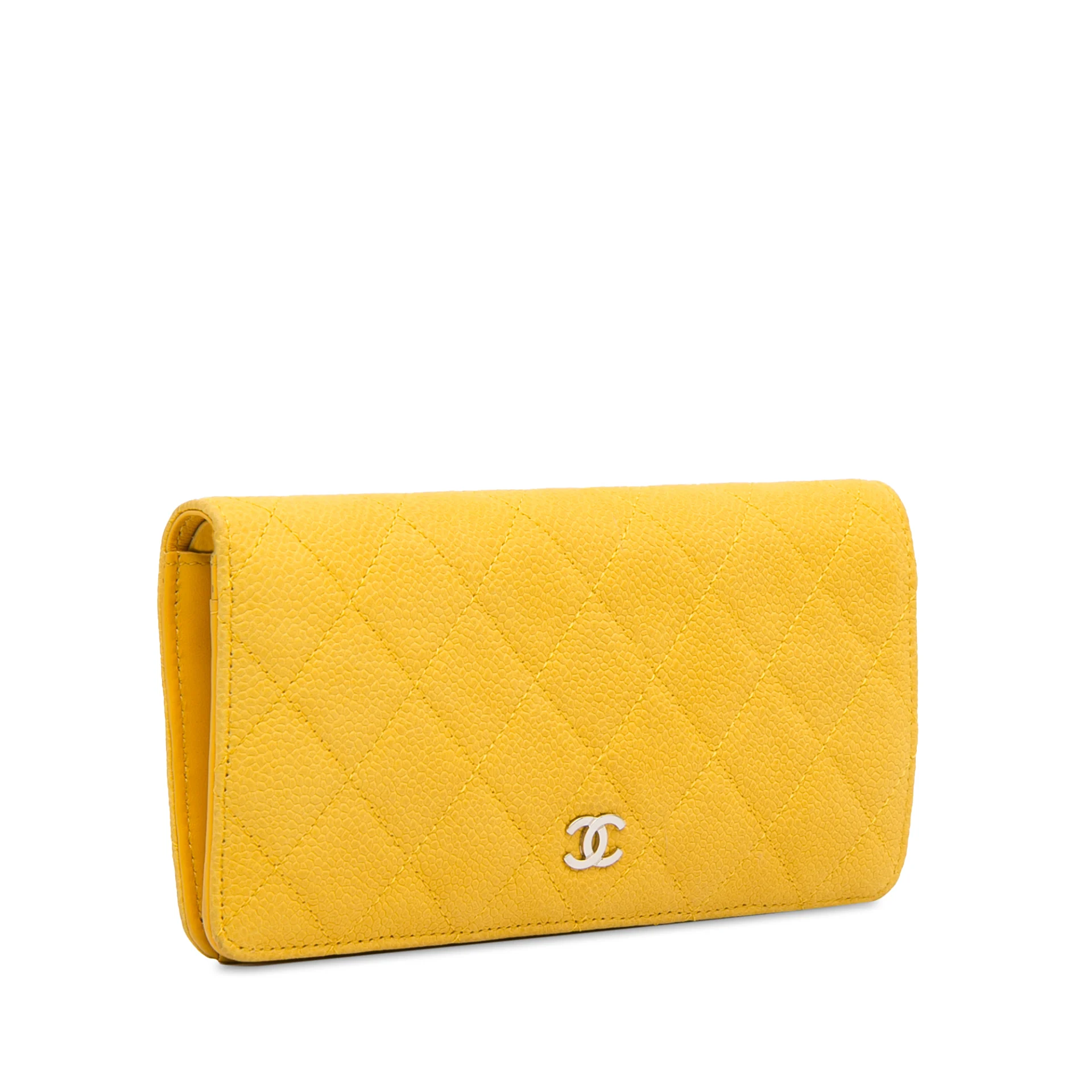 Chanel Cc Quilted Caviar Long Wallet