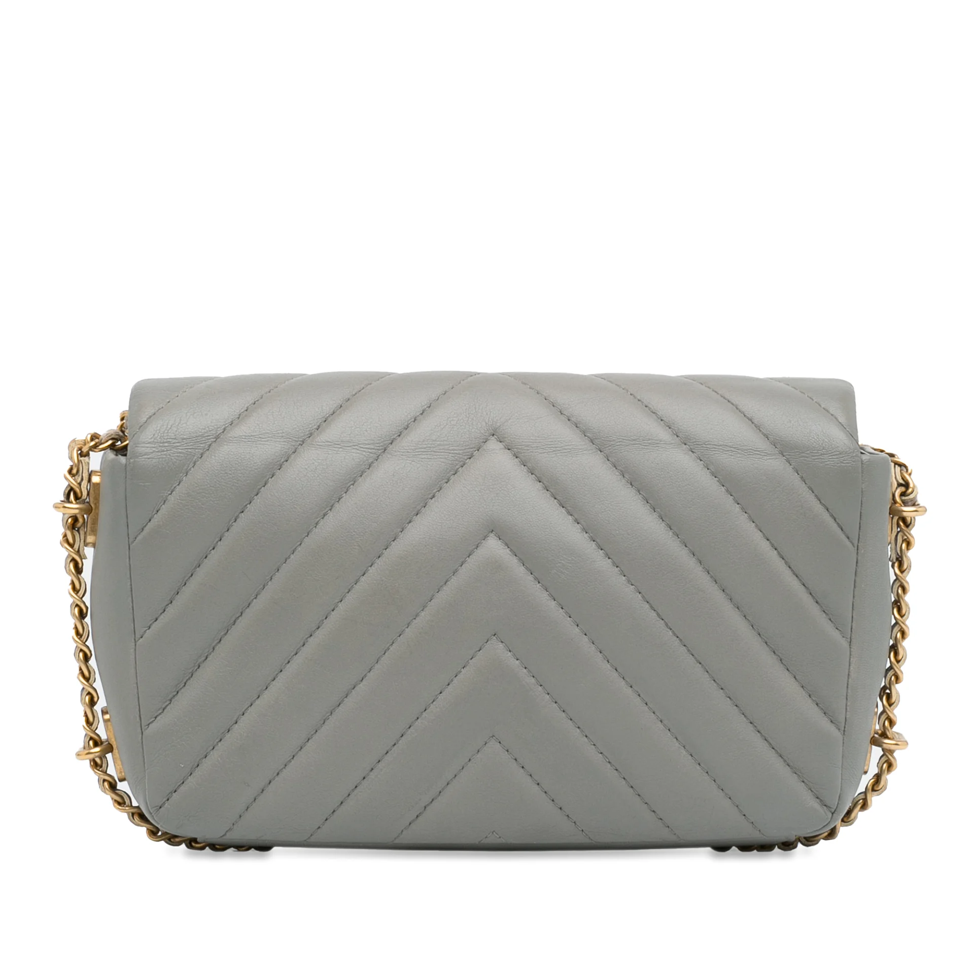 Chanel Mini Rectangular Chevron Lambskin Chain Around Flap