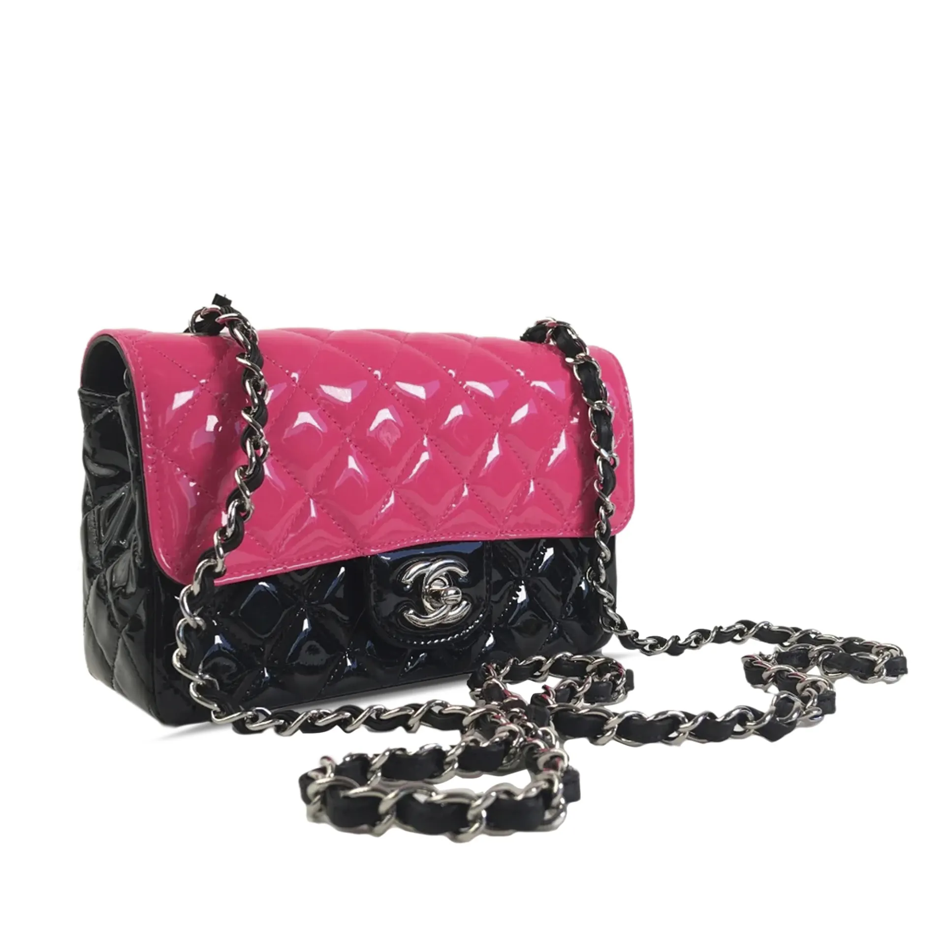 Chanel Mini Rectangular Bicolor Patent Leather Flap Bag