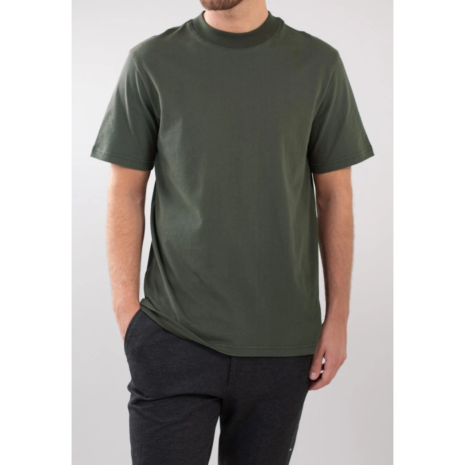 Mico High Collar Tee - Moss Green