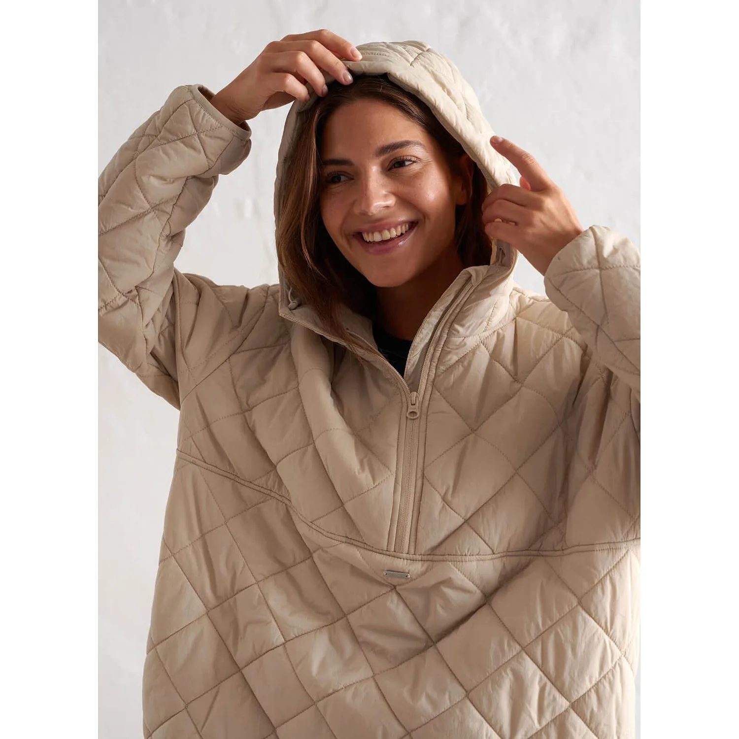 Café Au Lait Oversized Quilted Anorak