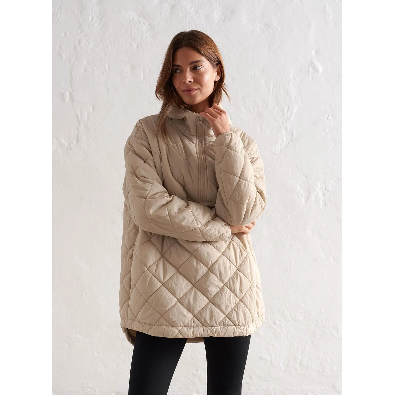 Café Au Lait Oversized Quilted Anorak