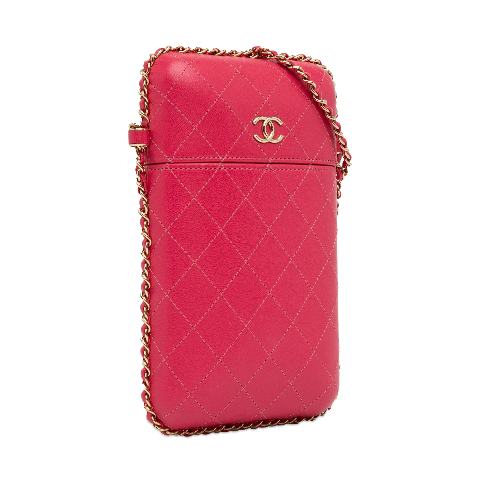 Chanel Cc Quilted Calfskin Chain Around Phone Holder