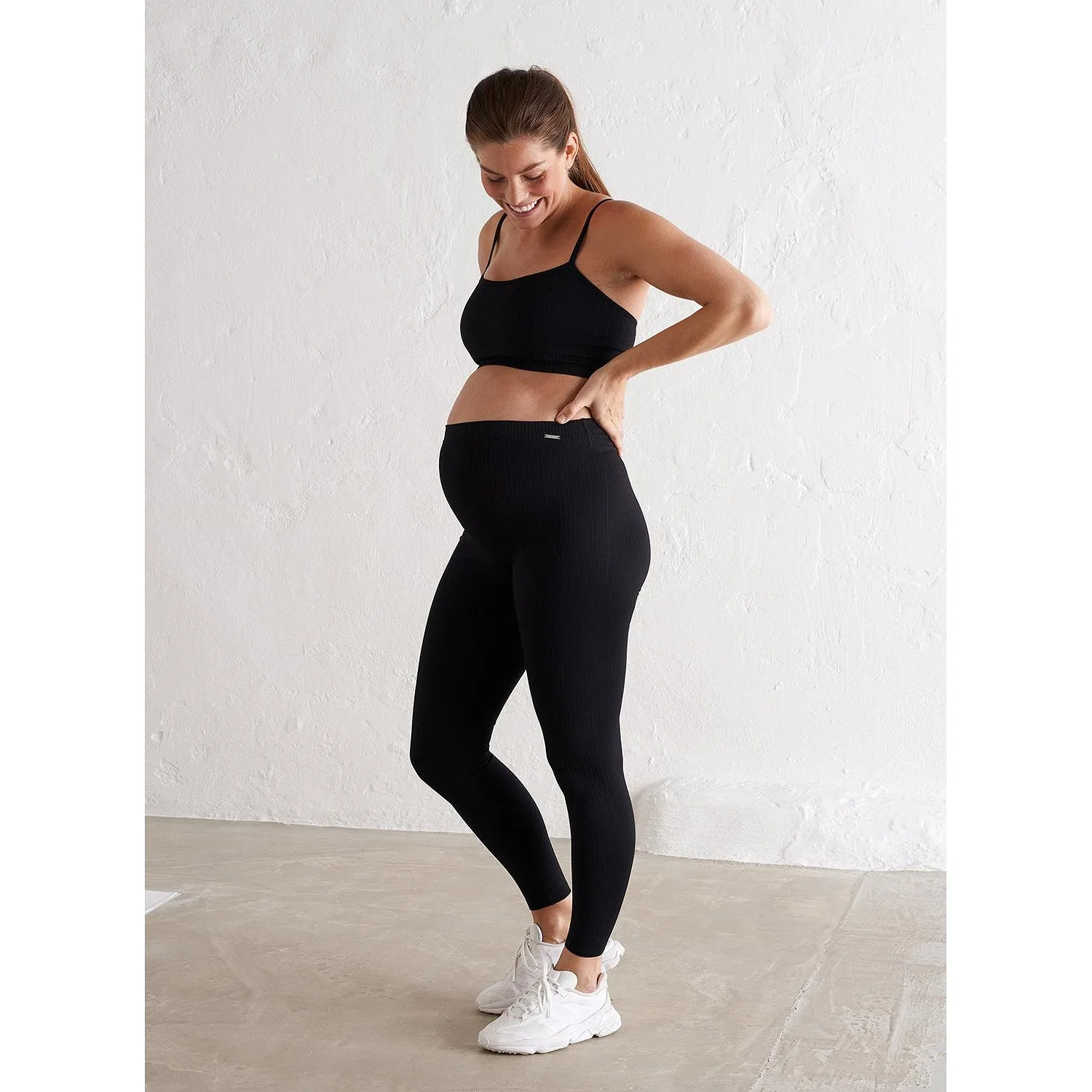 Black Maternity Ribbed Seamless Tights