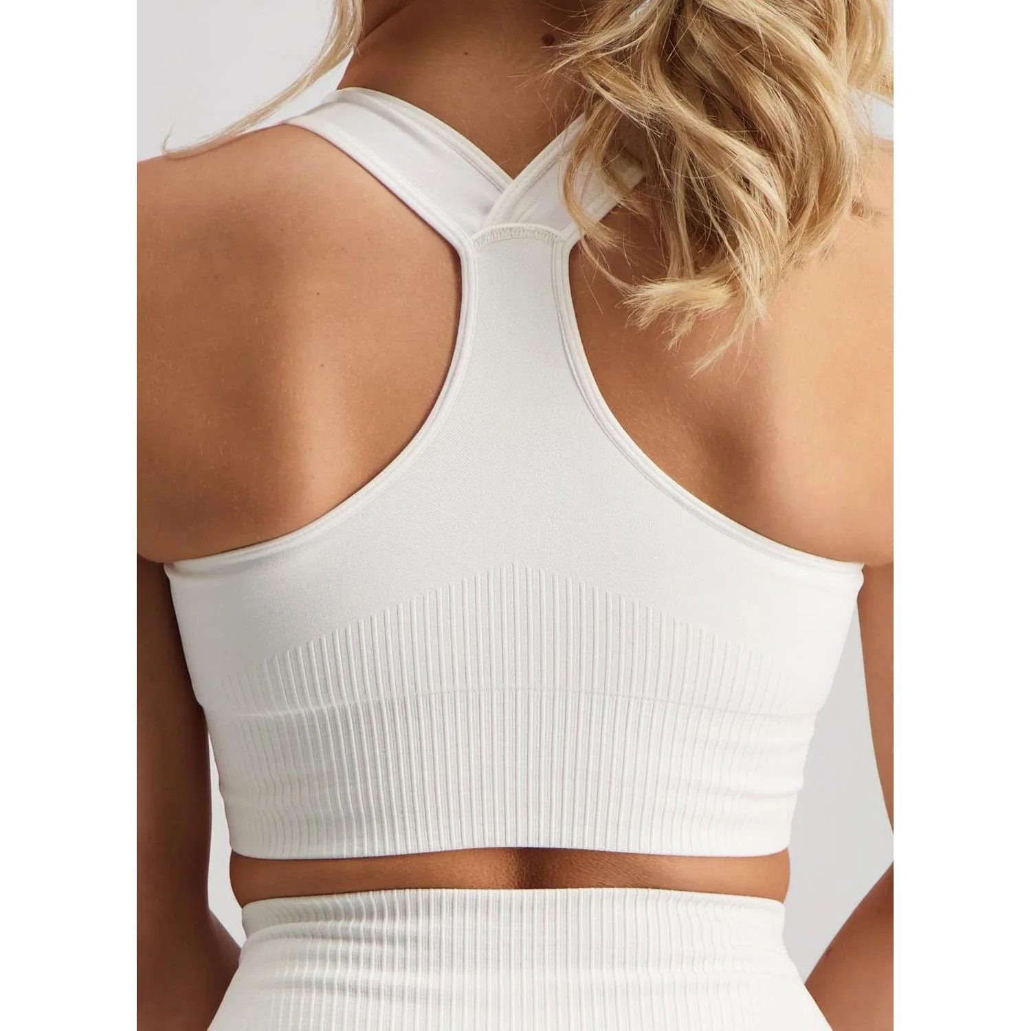 Off-white Ribbed Seamless High Support Bra