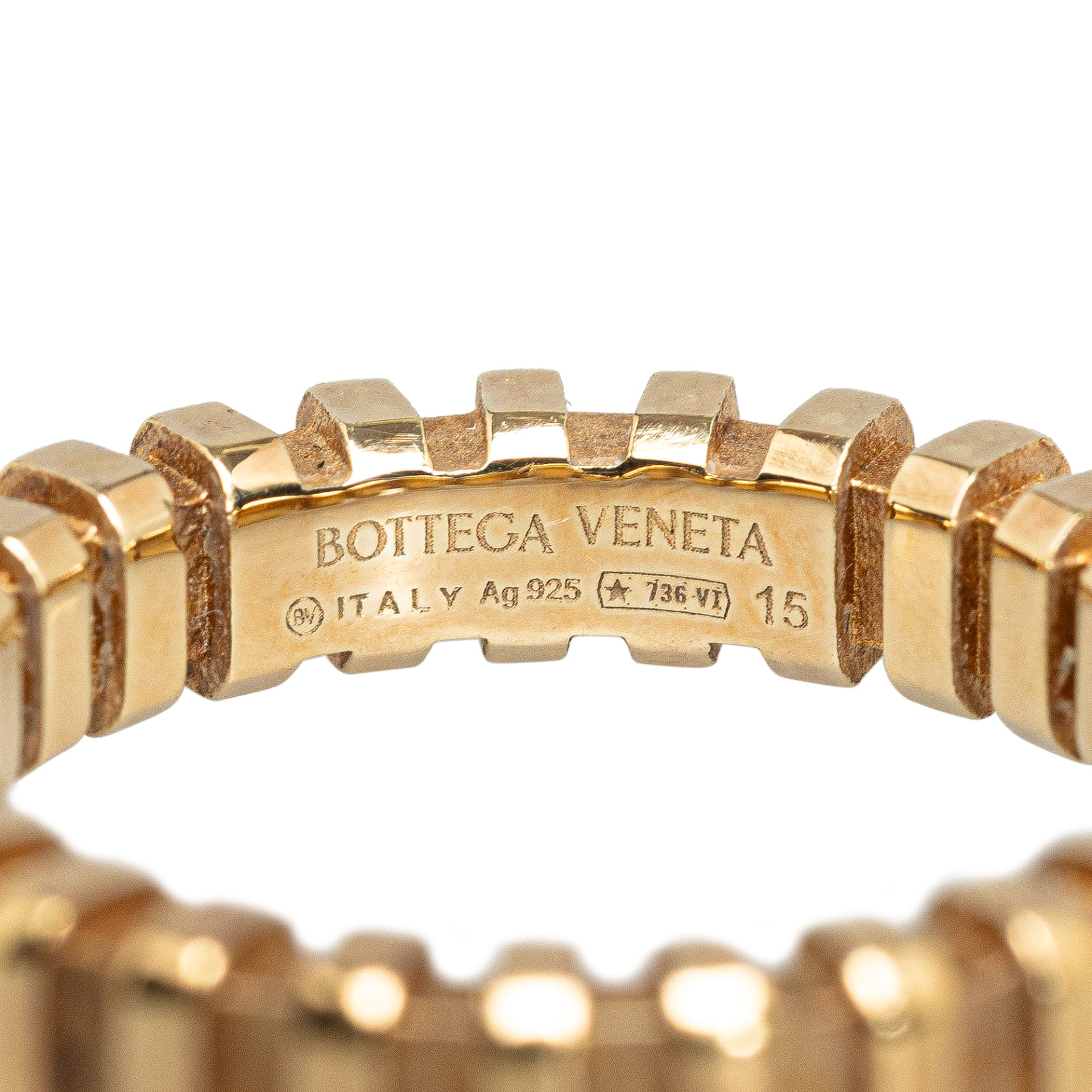 Bottega Veneta Sterling Silver Gold Plated Ring