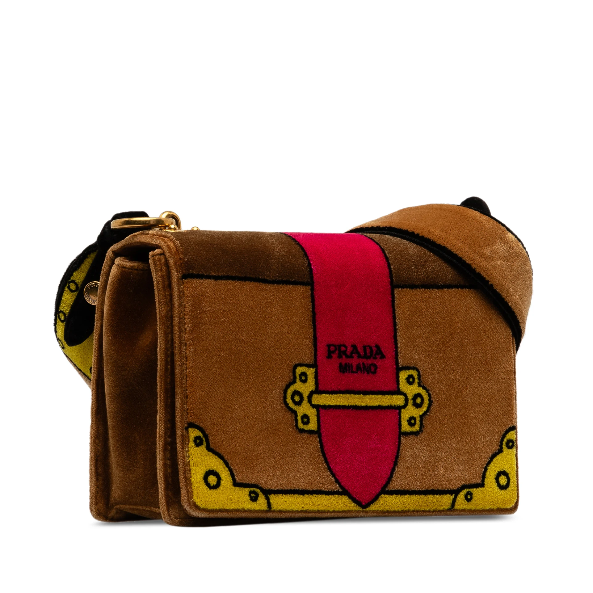 Prada Velluto Ricamo Trompe L'oeil Cahier Crossbody