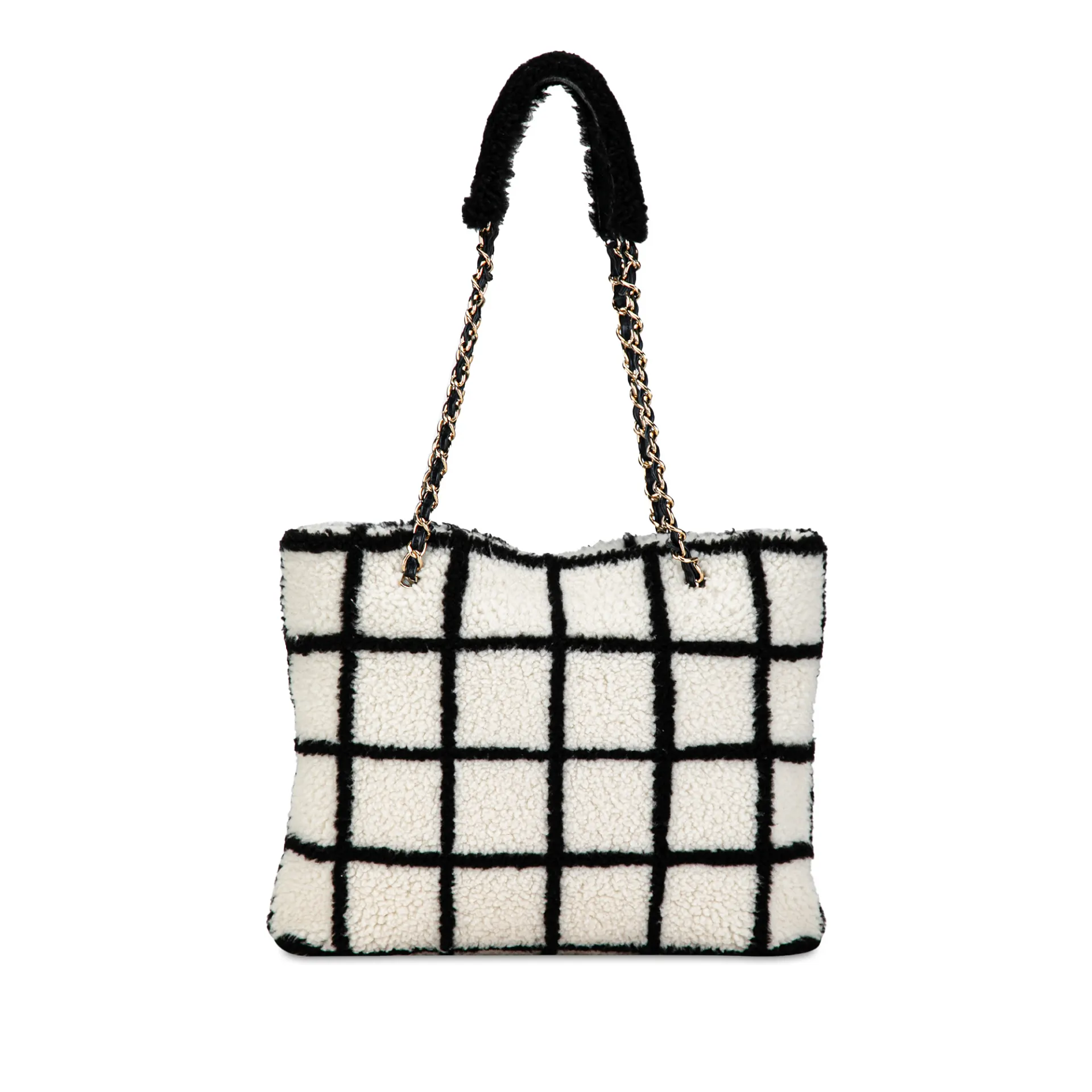 Chanel Grid Shearling Shopping Tote