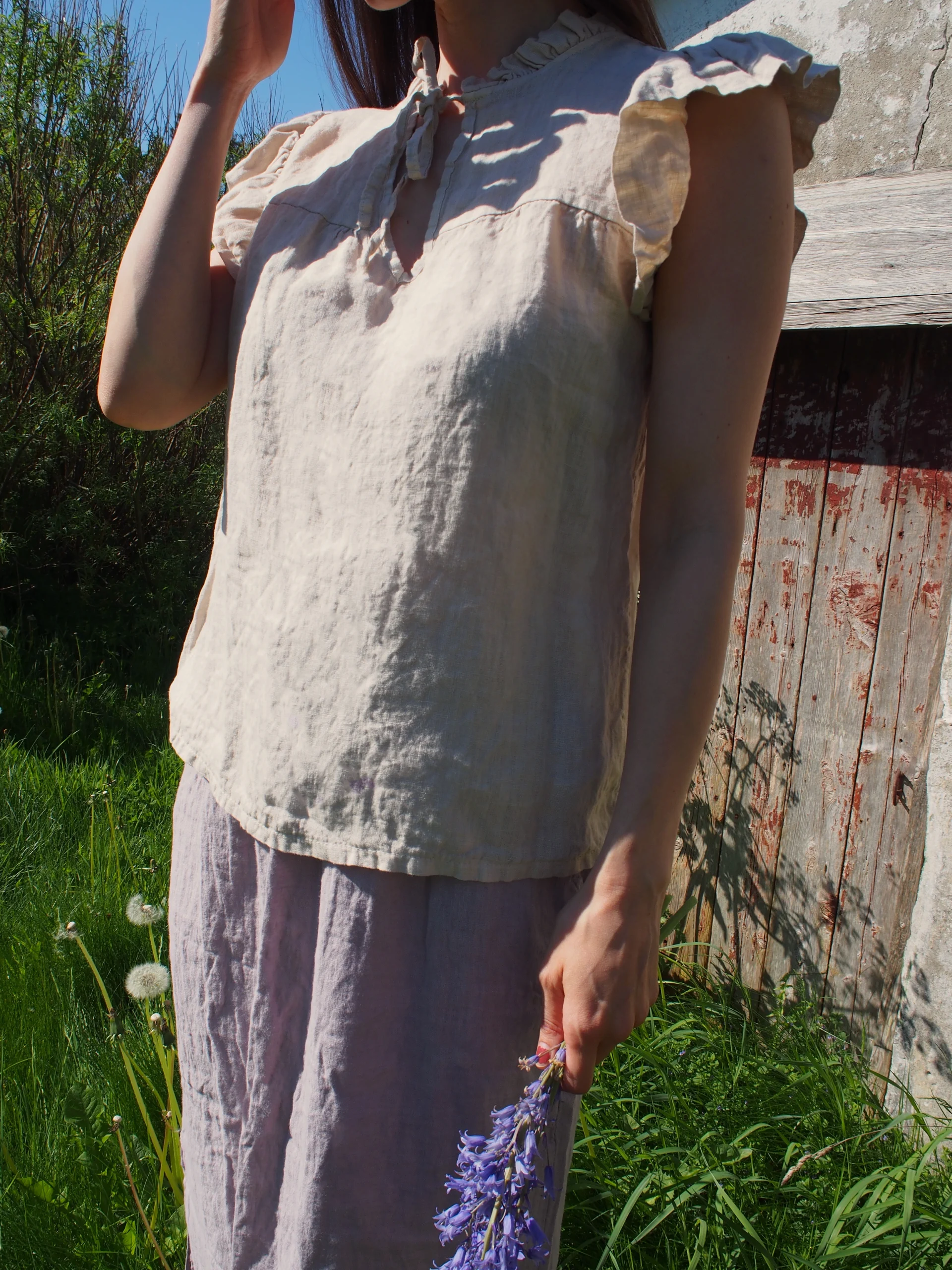 Hildur, Long Skirt, Linen - Dust Lavender
