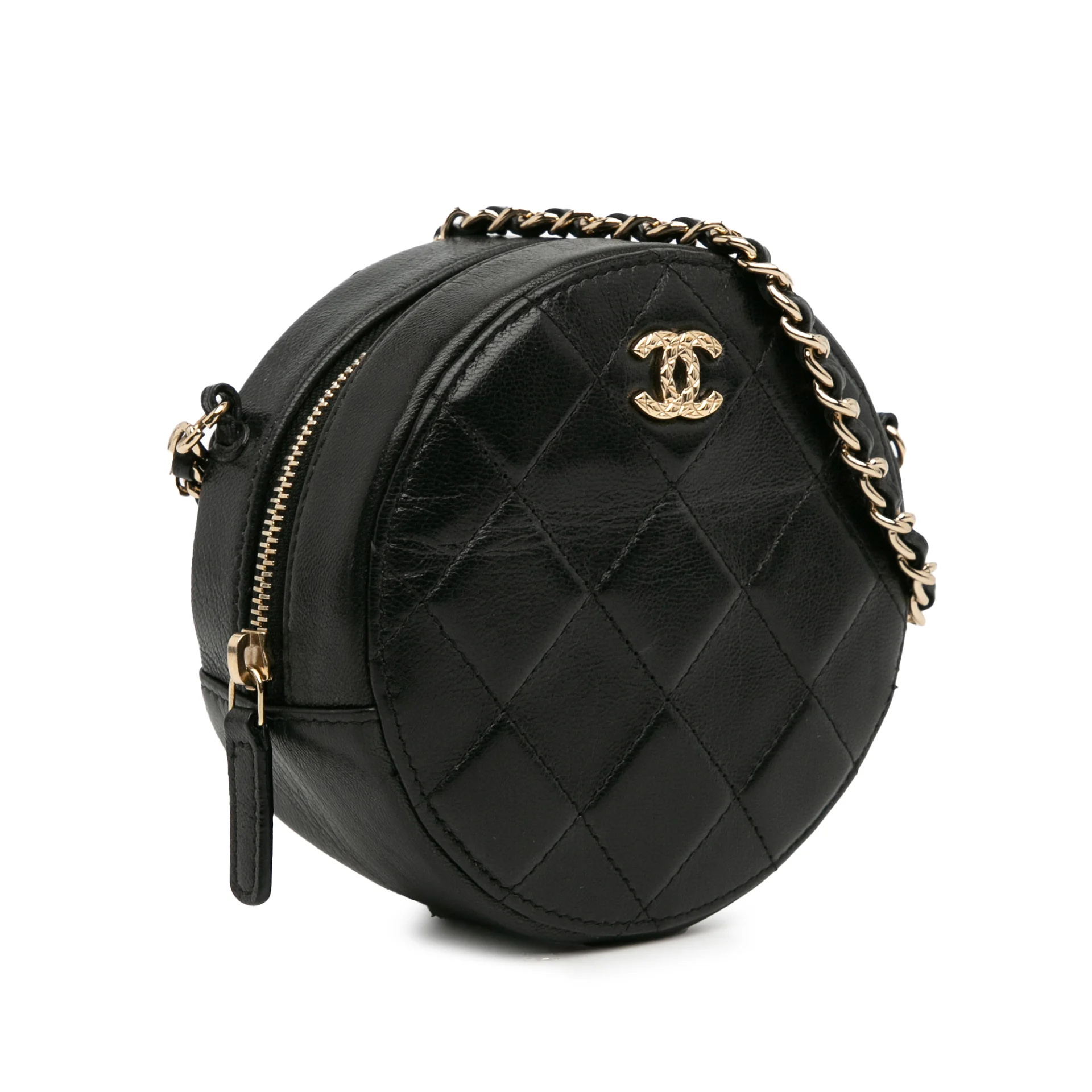 Chanel Quilted Lambskin Round Crossbody