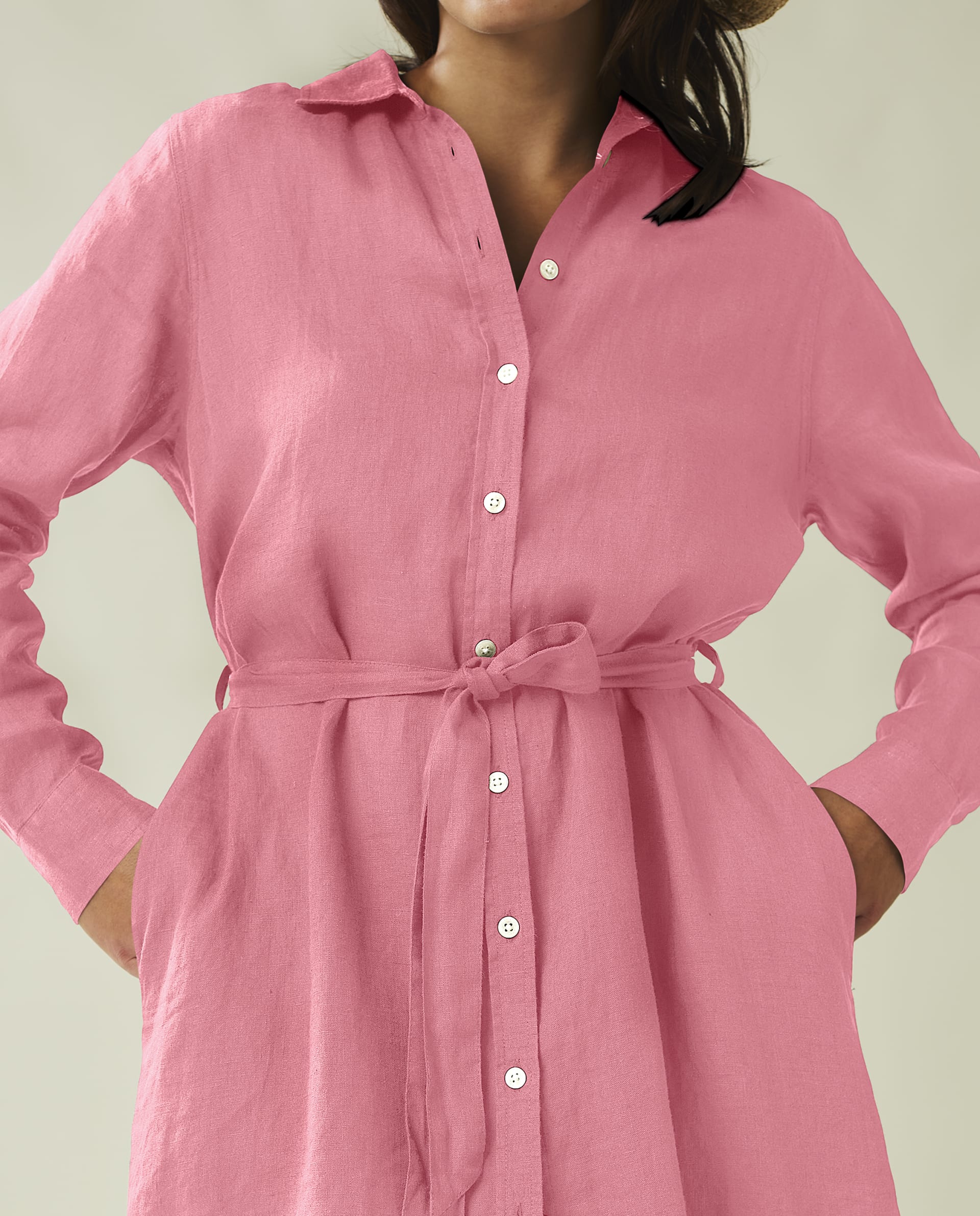 Isa Linen Shirt Dress pink från Lexington Åhléns