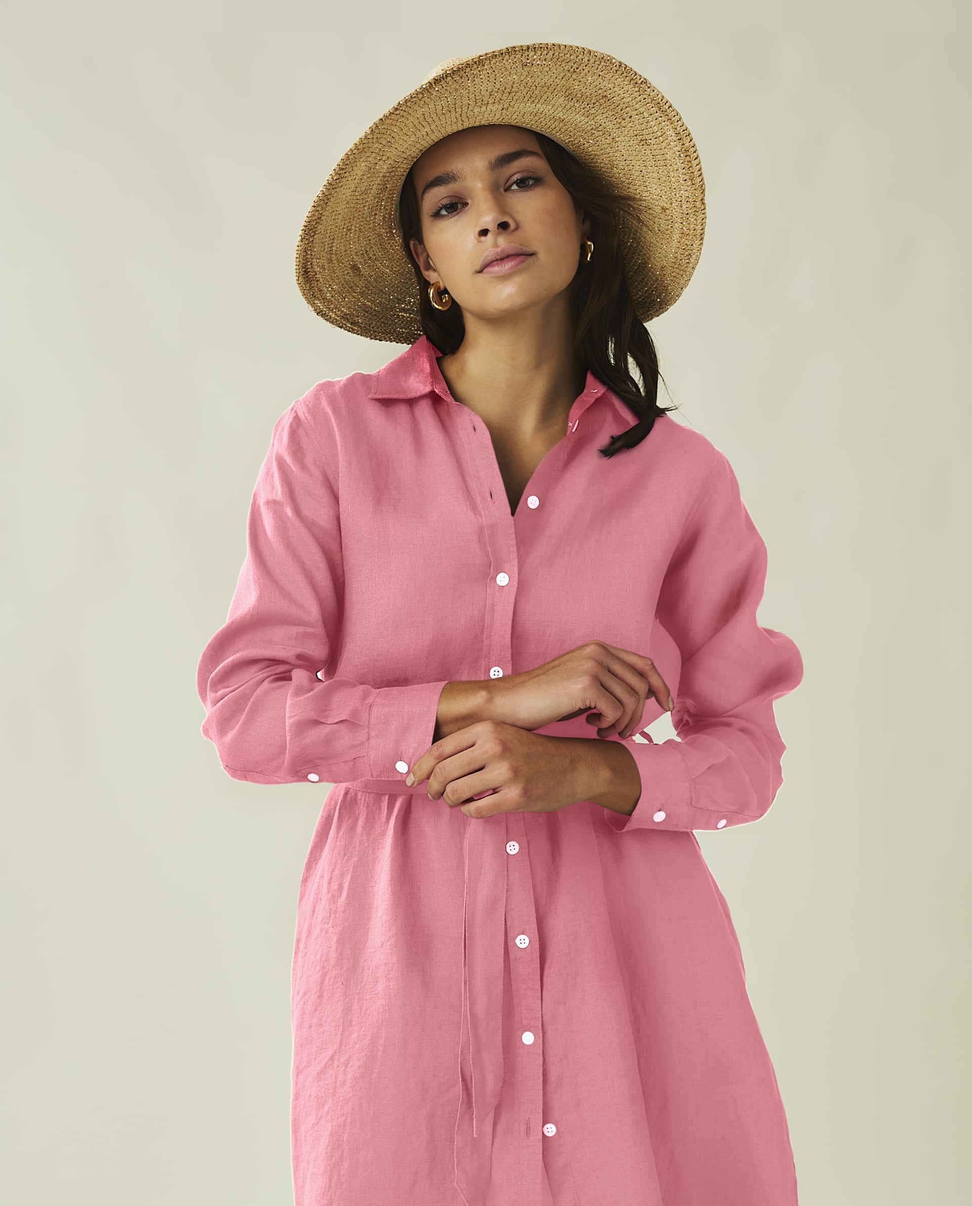 Isa Linen Shirt Dress pink från Lexington Åhléns