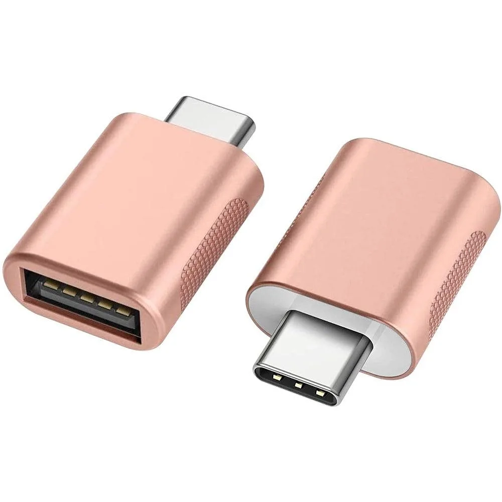 On The Go Adapter Usb-a 3.1 Till Usb C Aluminium För Synk Och Laddning, Rosa Guld