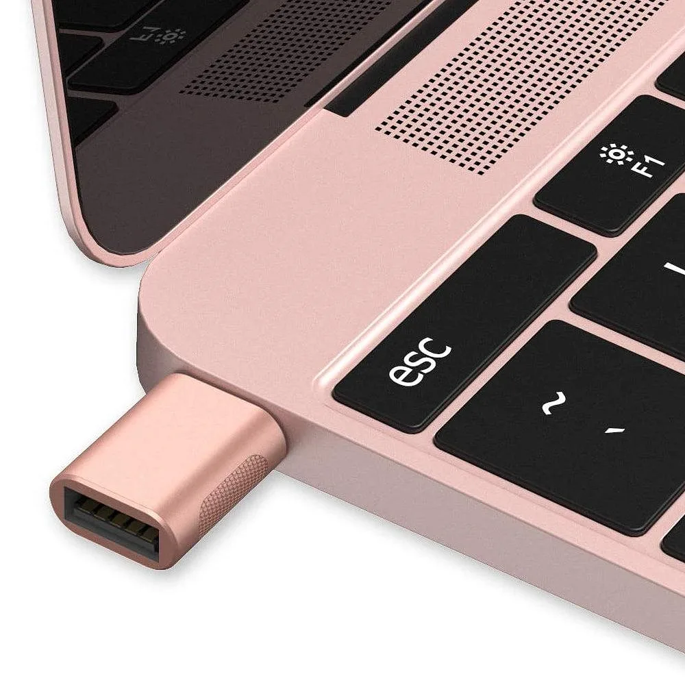 On The Go Adapter Usb-a 3.1 Till Usb C Aluminium För Synk Och Laddning, Rosa Guld