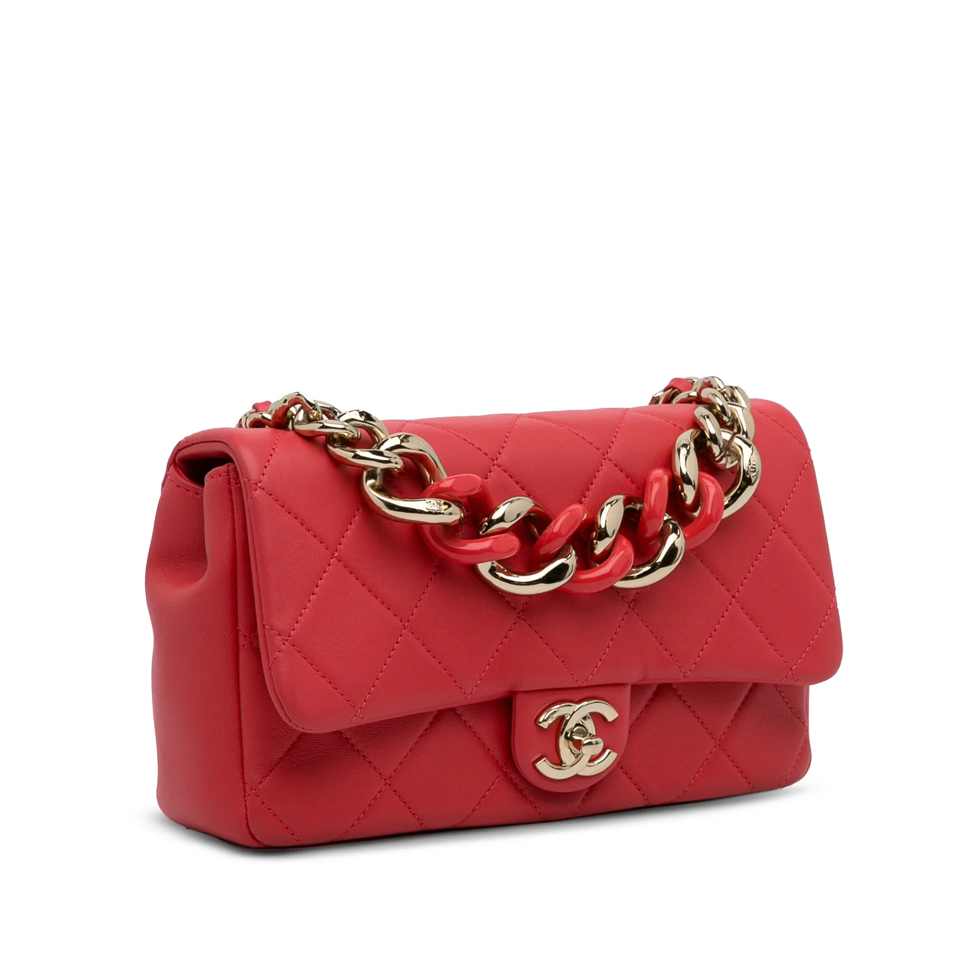 Chanel Quilted Lambskin Bicolor Resin Chain Flap