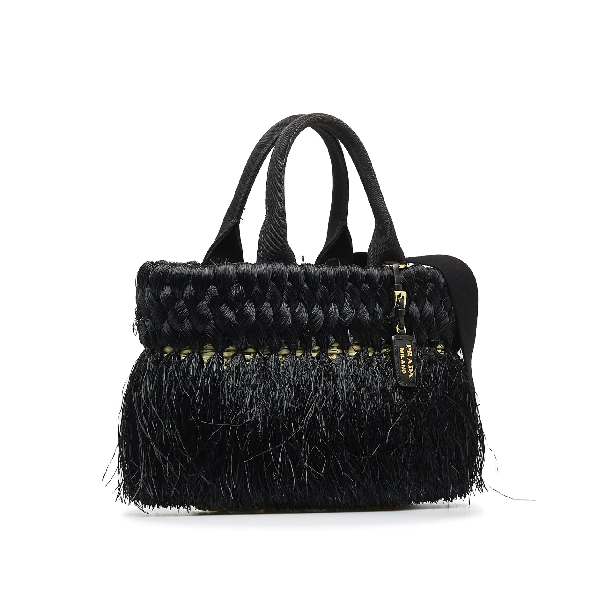 Prada Fringed Raffia Satchel