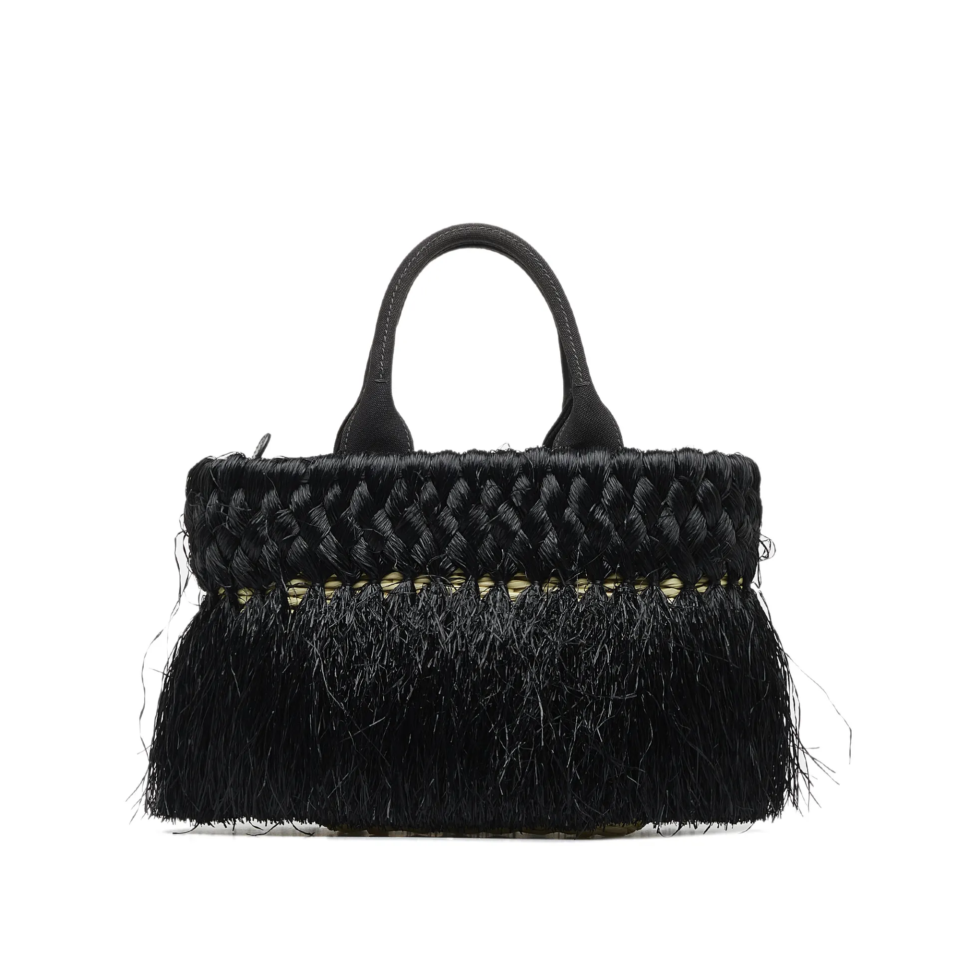 Prada Fringed Raffia Satchel