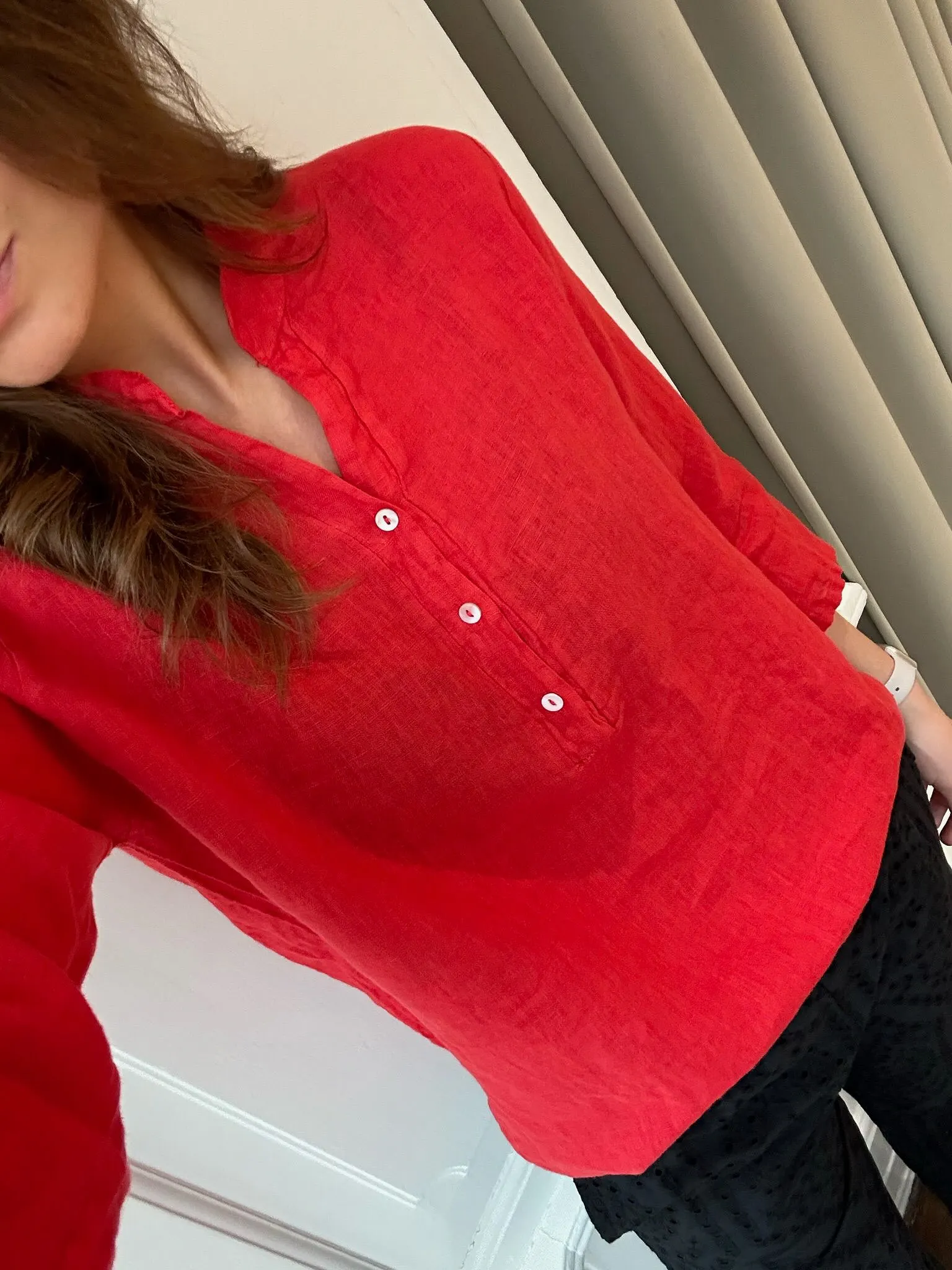 17661, Shirt, Linen - Warm Red