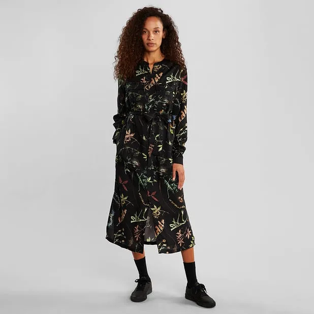 Shirt Dress Falsterbo Night Florals Black