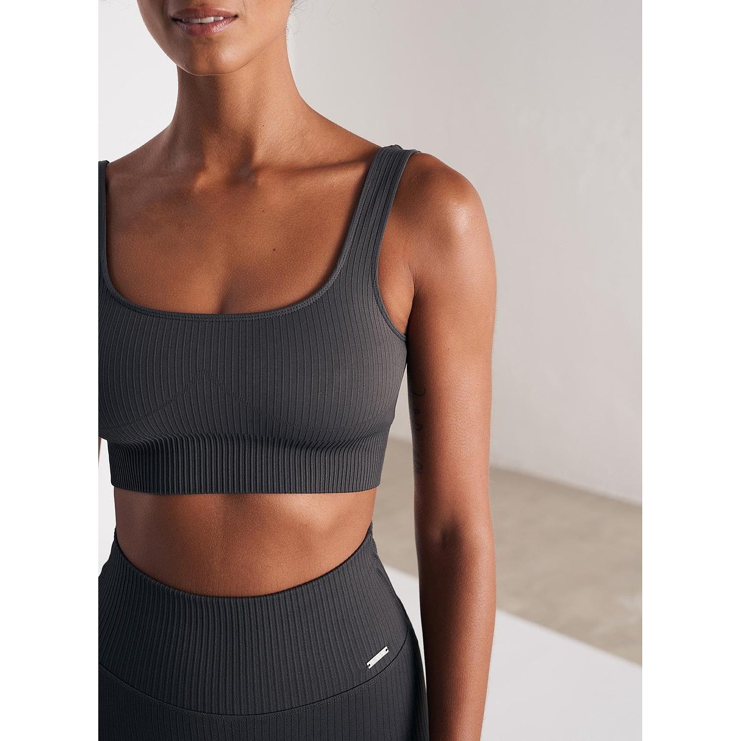 Shadow Grey Ribbed Seamless Bra