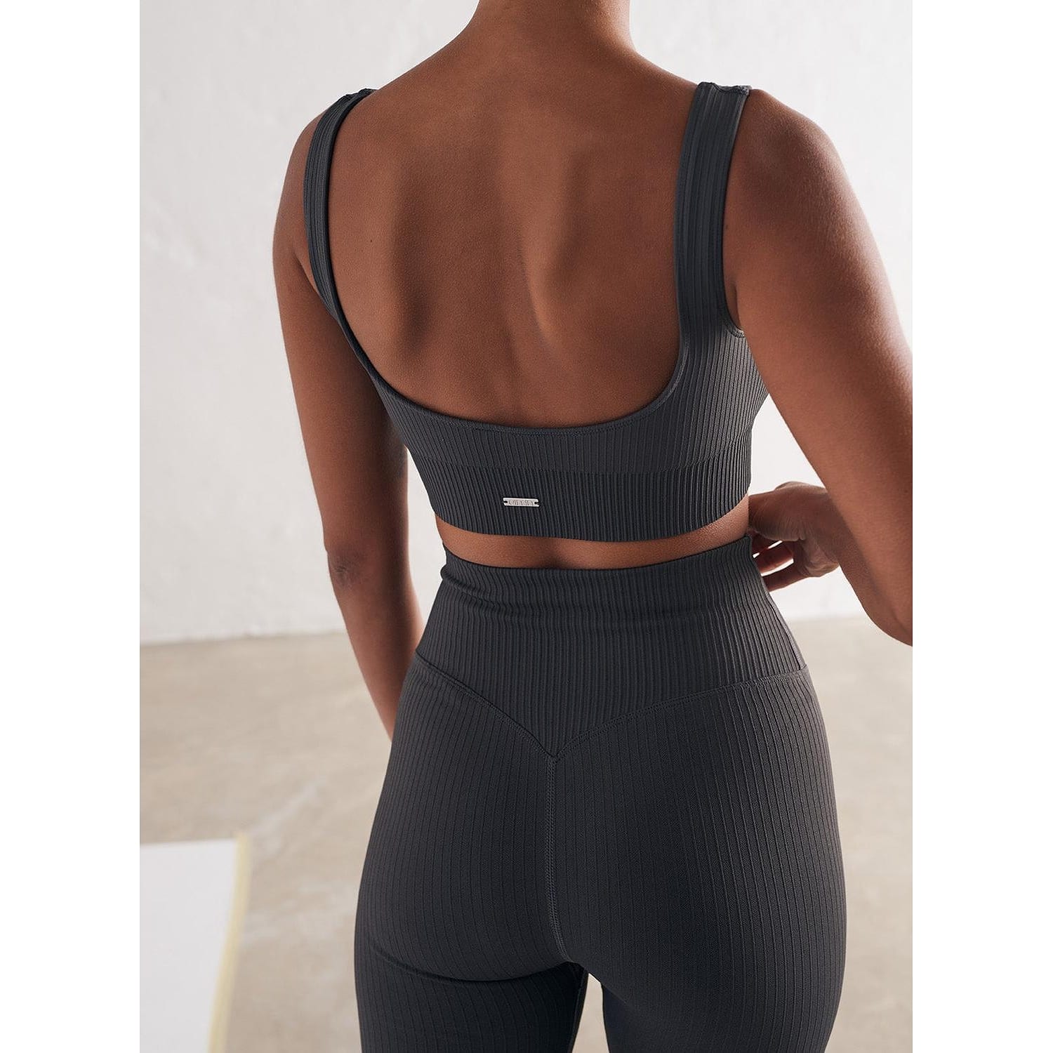 Shadow Grey Ribbed Seamless Bra