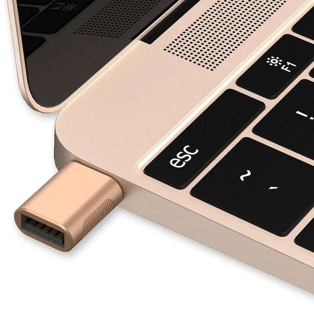 On The Go Adapter Usb-a 3.1 Till Usb C Aluminium För Synk Och Laddning, Guld