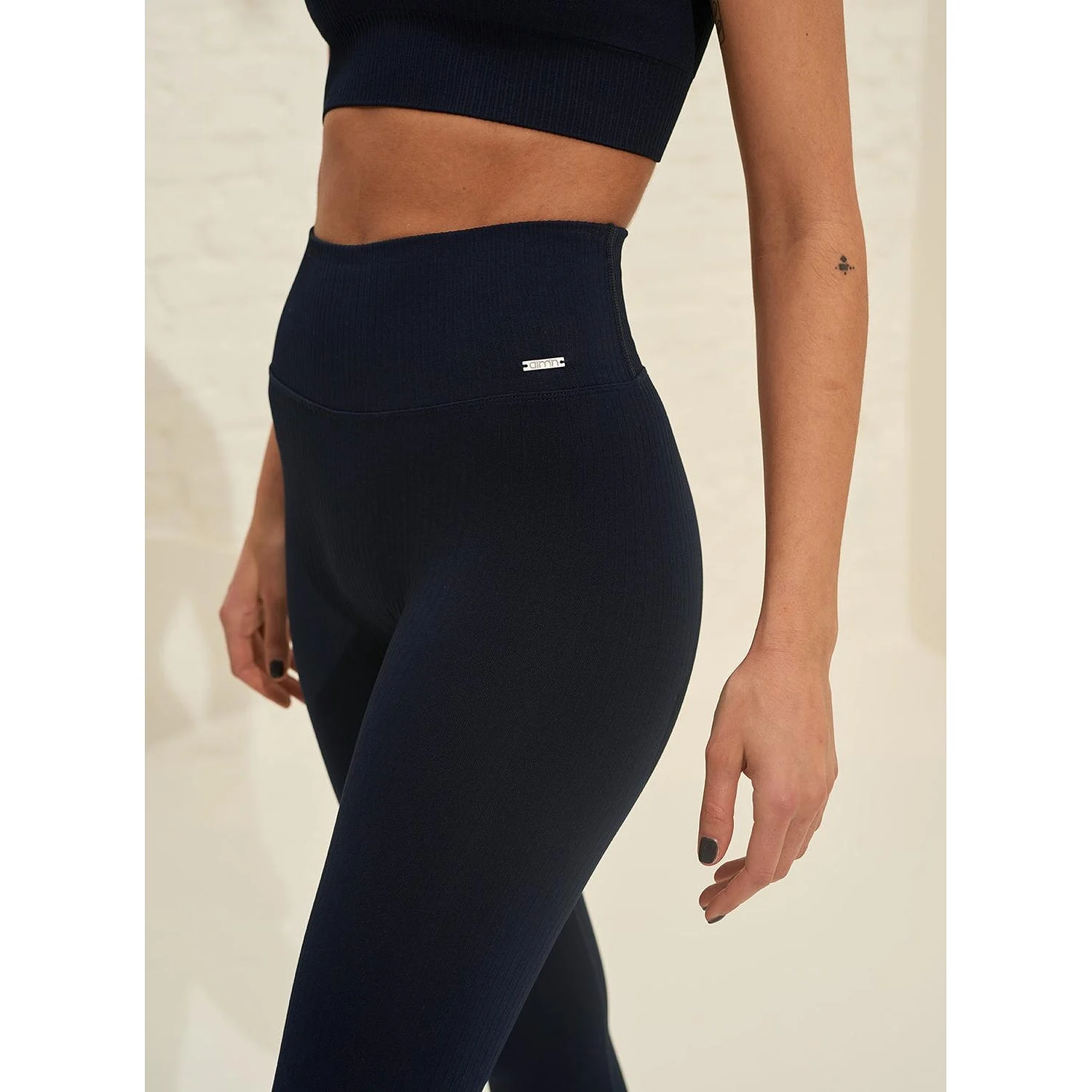 Navy Ribbed Seamless Tights