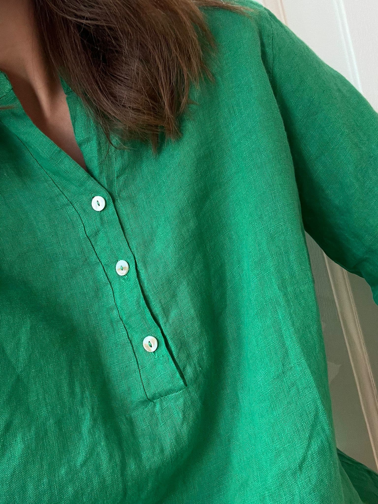 17661, Shirt, Linen - Apple Green