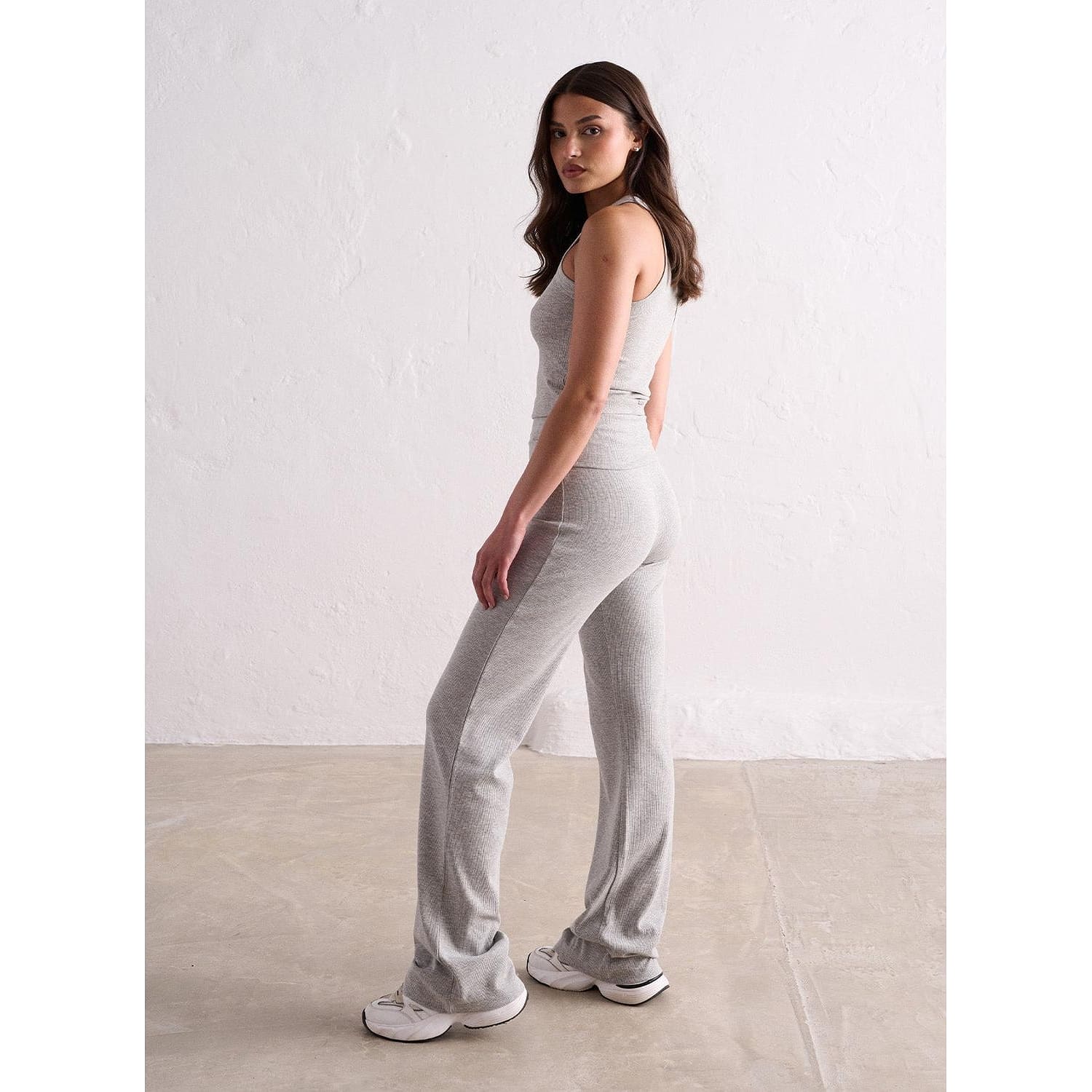 Grey Melange Ease Ribbed Pants